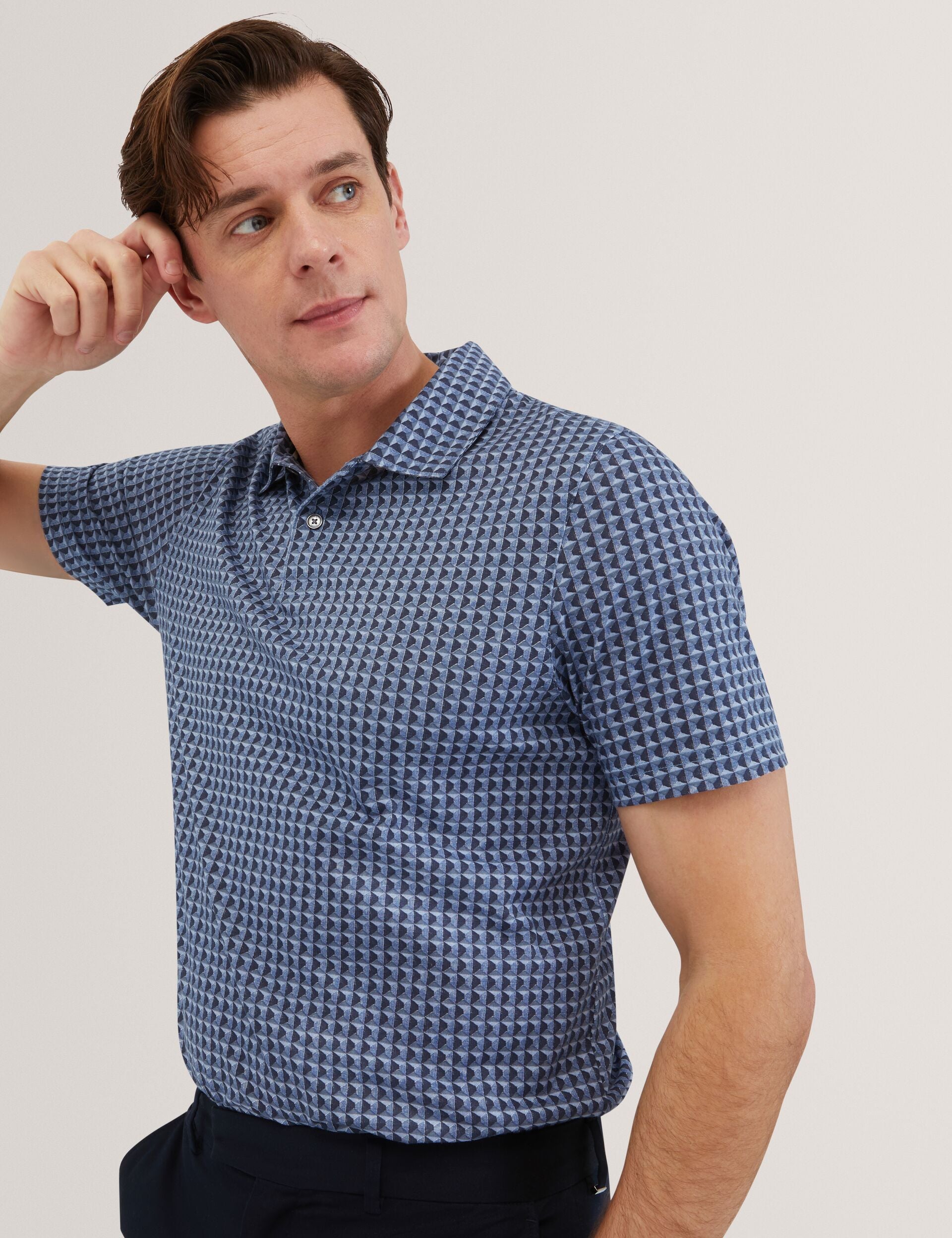 Men ZUMURUD Tile Print Cotton Short Sleeve Shirt - Ted Baker