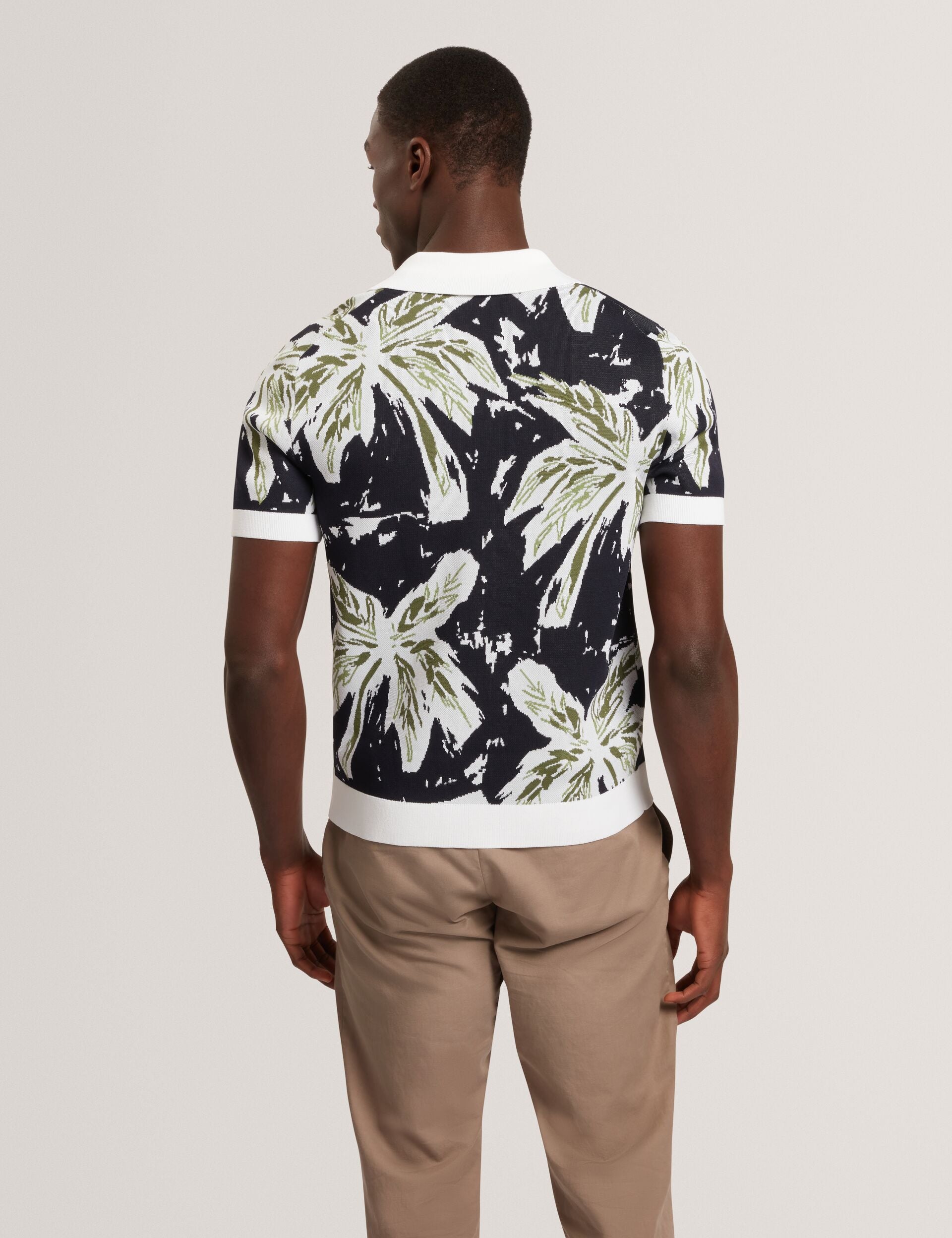 Men KYES - Short Sleeve Knitted Leaf Shirt - Ted Baker