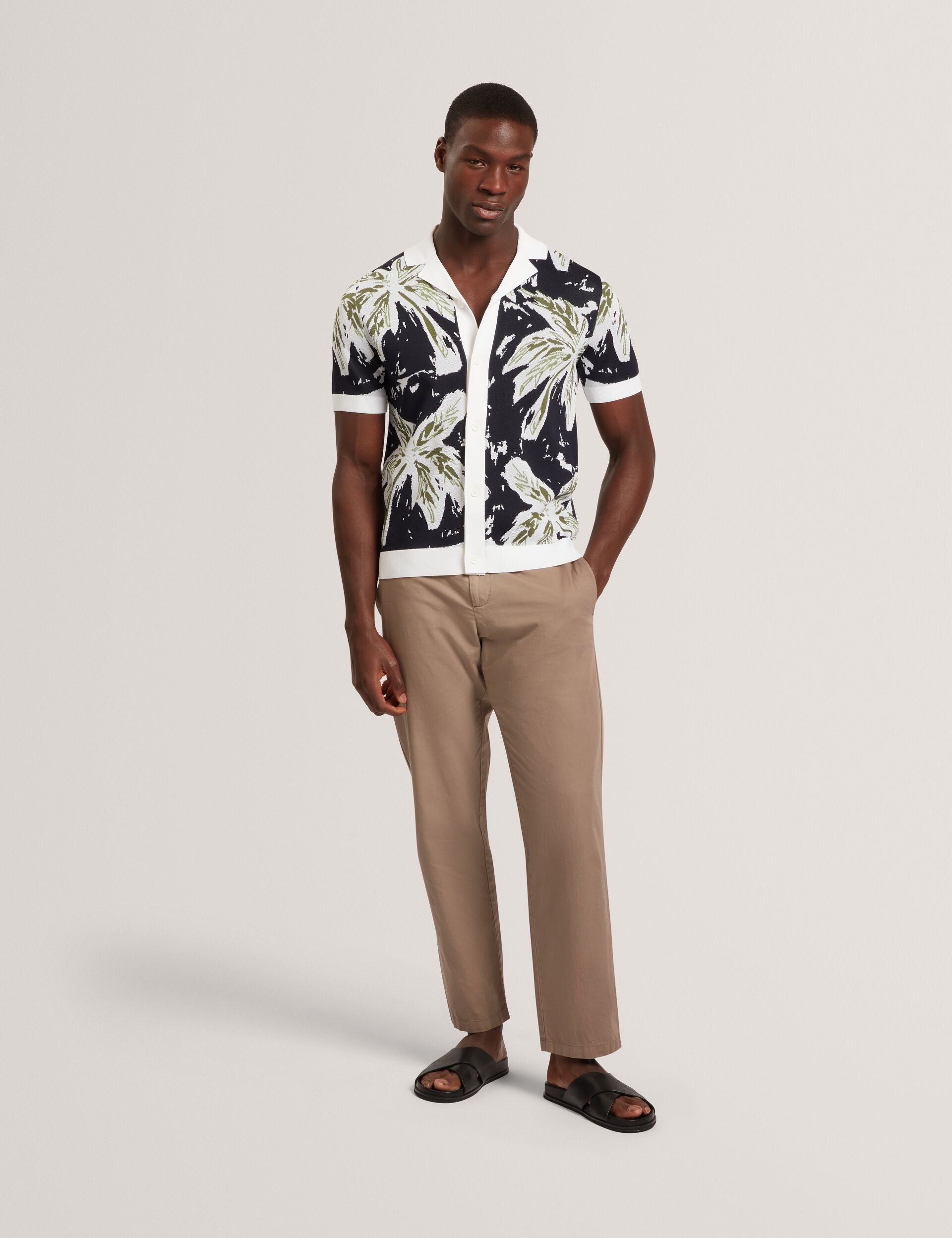 Men KYES - Short Sleeve Knitted Leaf Shirt - Ted Baker