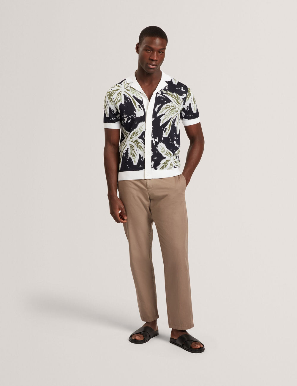 Men KYES - Short Sleeve Knitted Leaf Shirt - Ted Baker