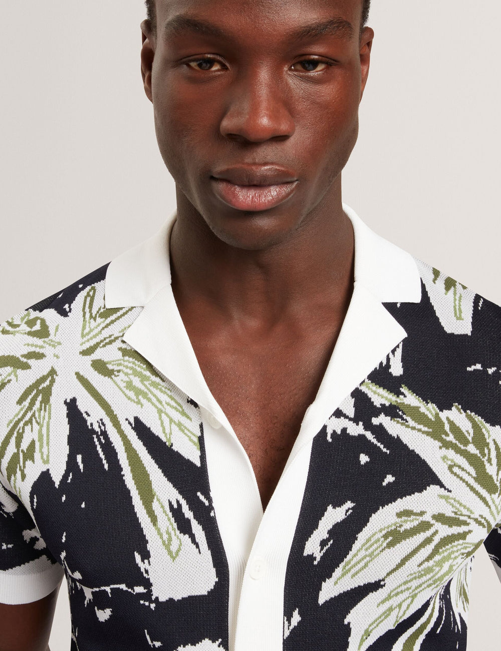 Men KYES - Short Sleeve Knitted Leaf Shirt - Ted Baker