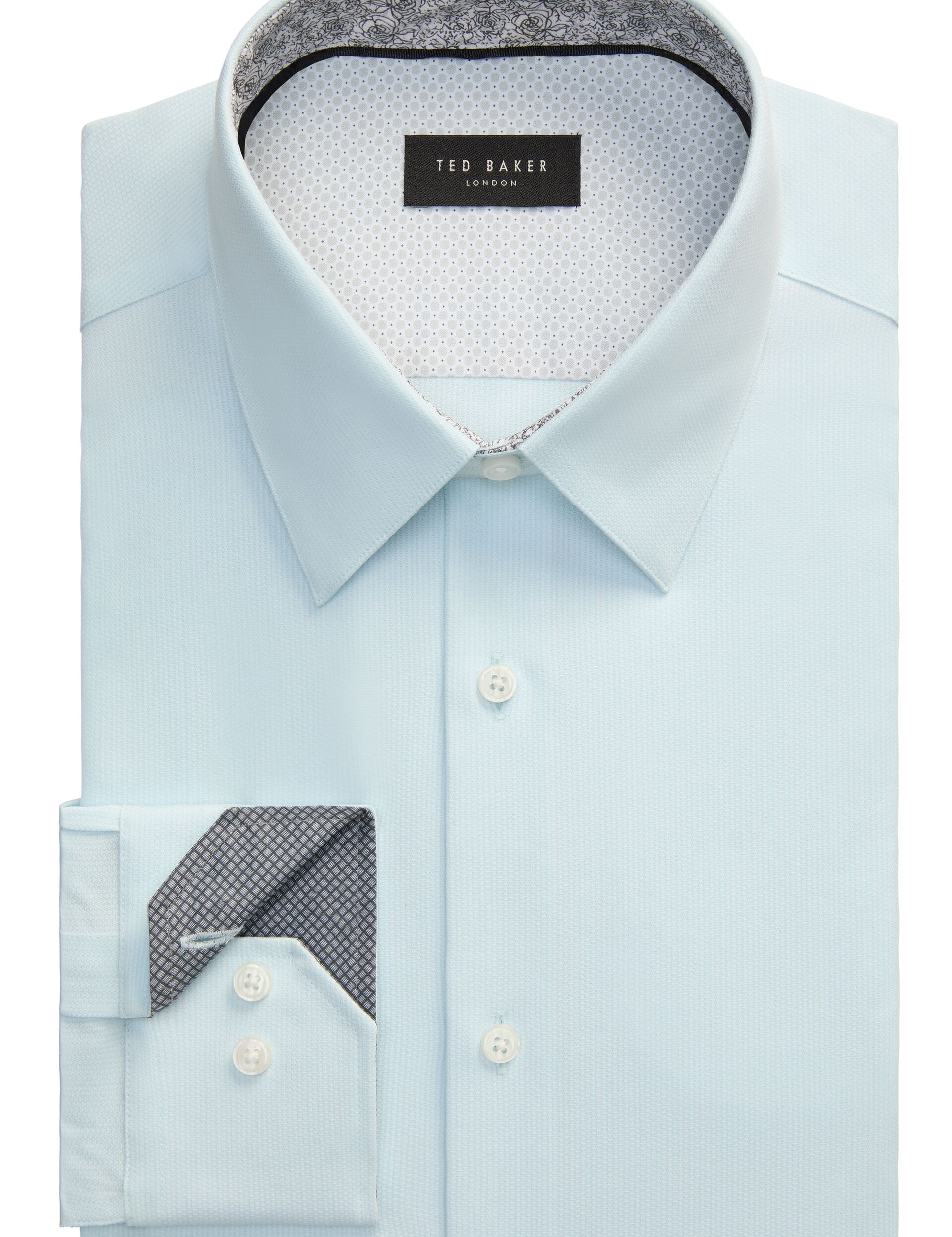 Men GENEVA Textured Stretch Cotton Slim Fit Shirt - Ted Baker