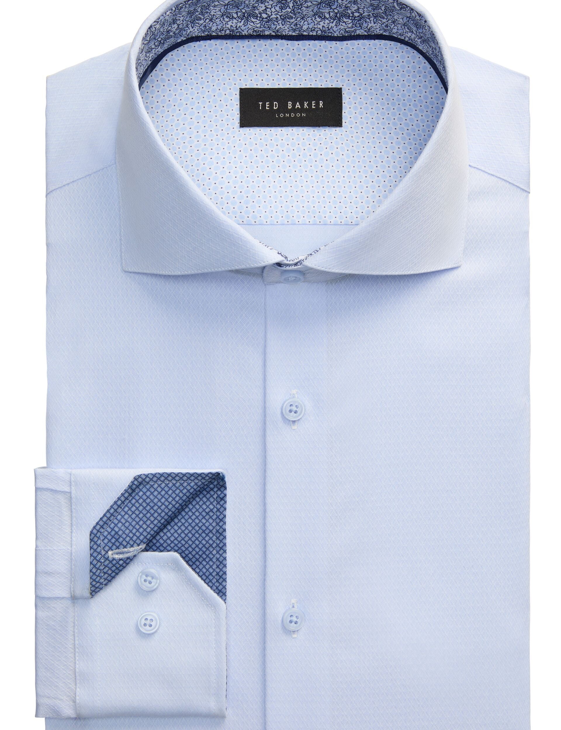 Men NANTUCKET Geo Texture Stretch Cotton Slim Fit Shirt - Ted Baker