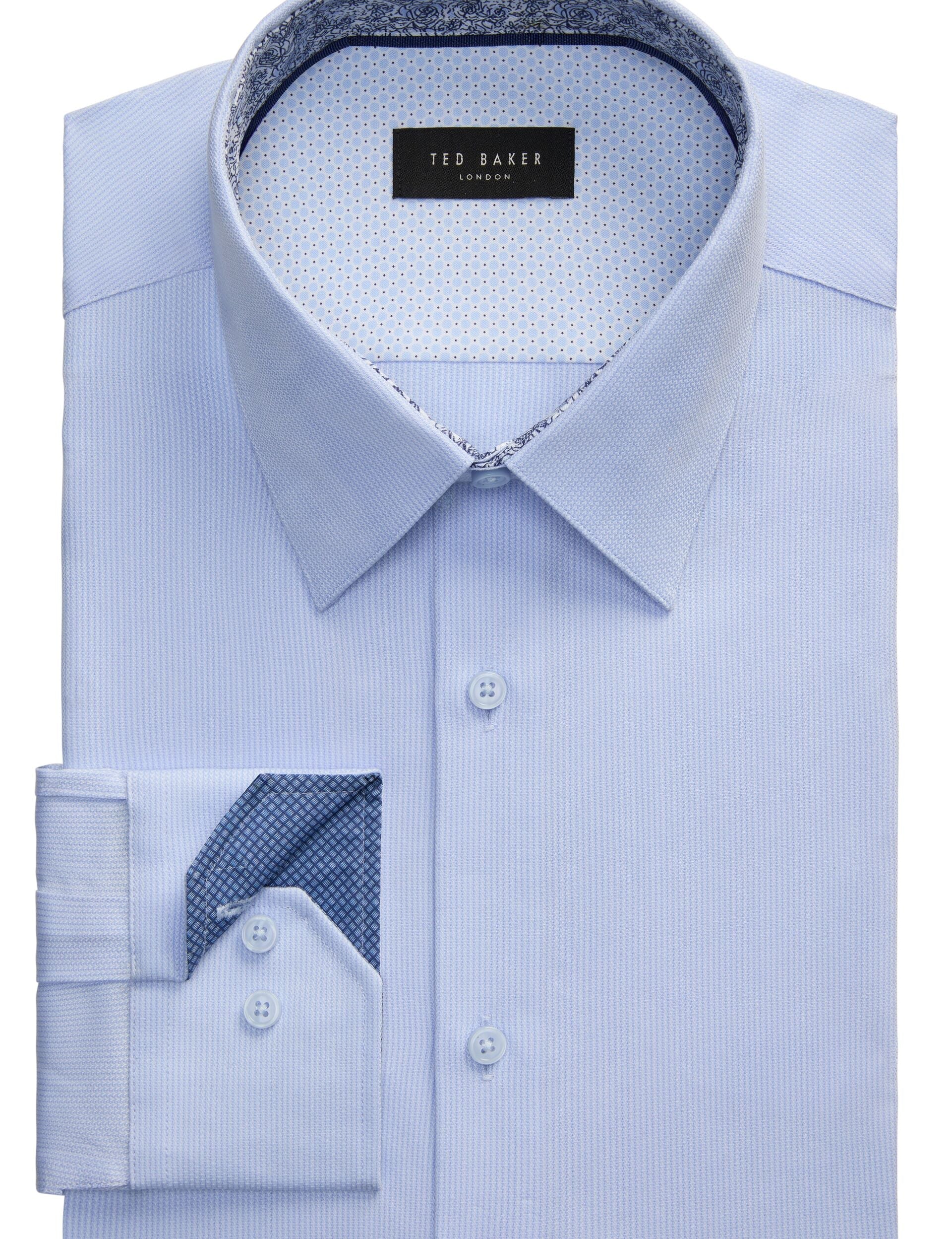 Men GENEVA Textured Stretch Cotton Slim Fit Shirt - Ted Baker