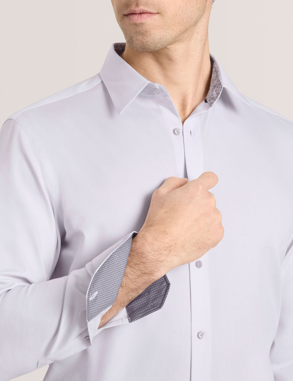 Men GENEVA Textured Stretch Cotton Slim Fit Shirt - Ted Baker