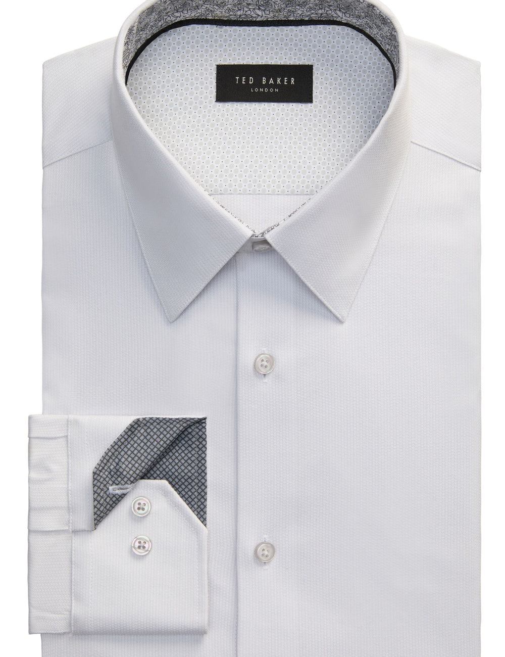 Men GENEVA Textured Stretch Cotton Slim Fit Shirt - Ted Baker