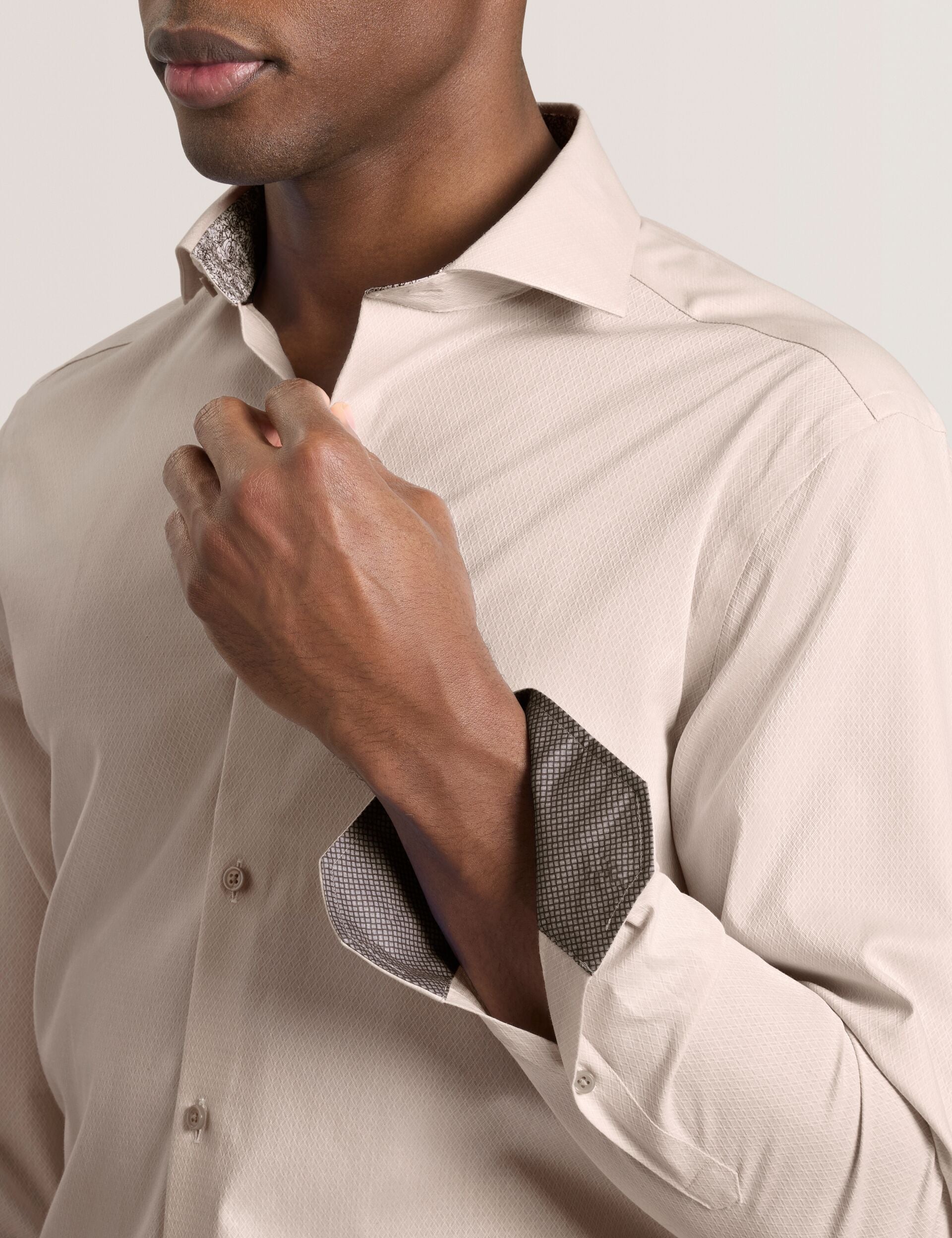 Men NANTUCKET Geo Texture Stretch Cotton Slim Fit Shirt - Ted Baker