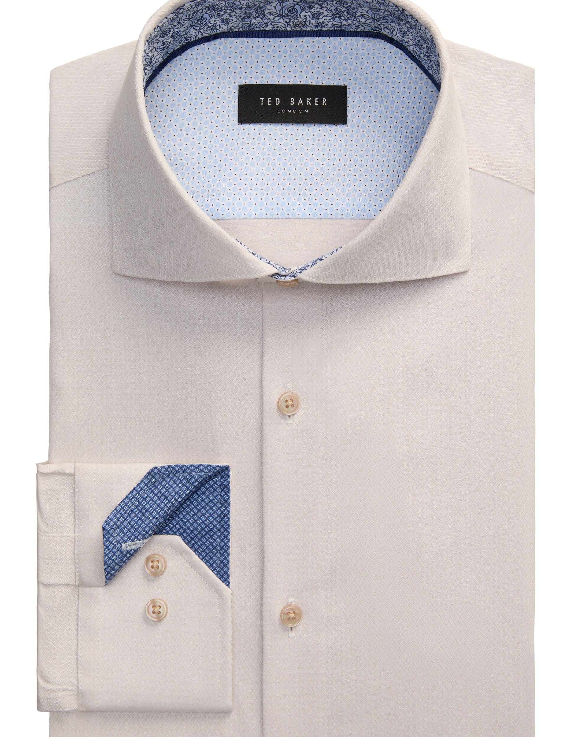 Men NANTUCKET Geo Texture Stretch Cotton Slim Fit Shirt - Ted Baker