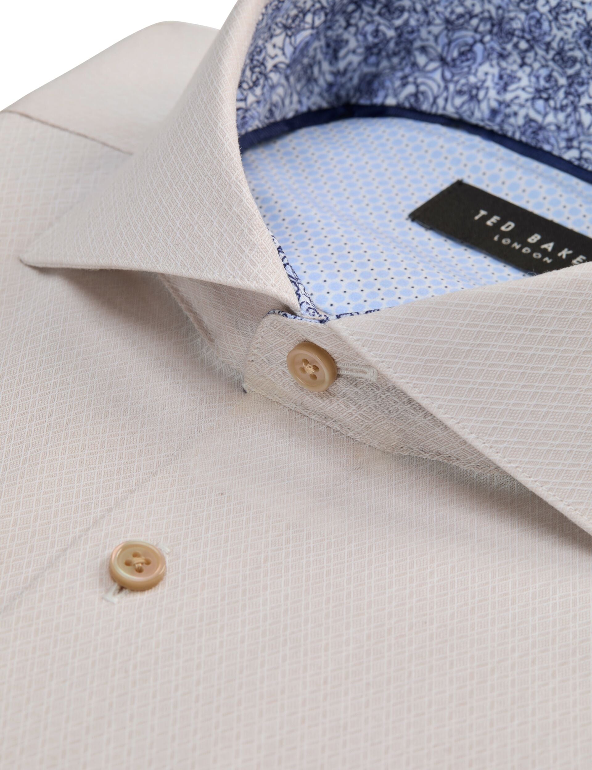 Men NANTUCKET Geo Texture Stretch Cotton Slim Fit Shirt - Ted Baker