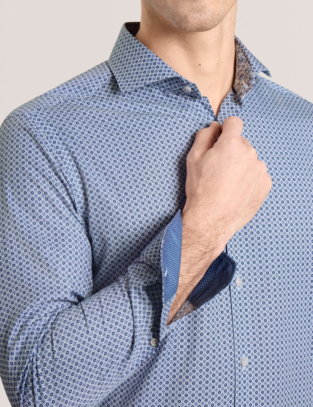 Men NANTUCKET Geo Print Stretch Cotton Slim Fit Shirt - Ted Baker