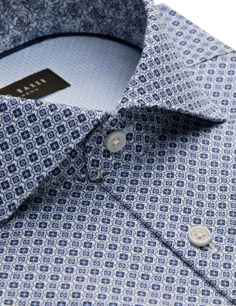 Men NANTUCKET Geo Print Stretch Cotton Slim Fit Shirt - Ted Baker
