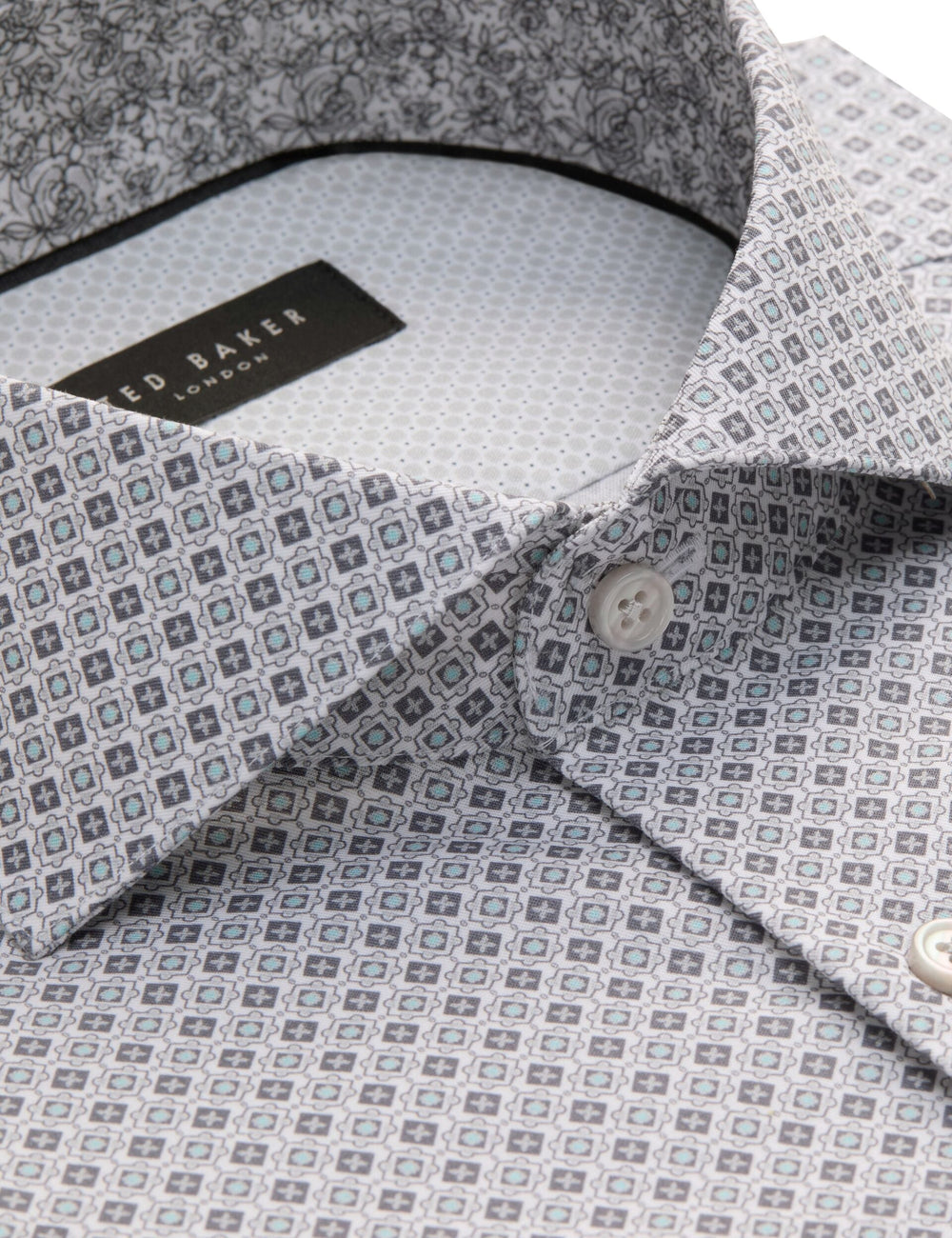 Men NANTUCKET Geo Print Stretch Cotton Slim Fit Shirt - Ted Baker