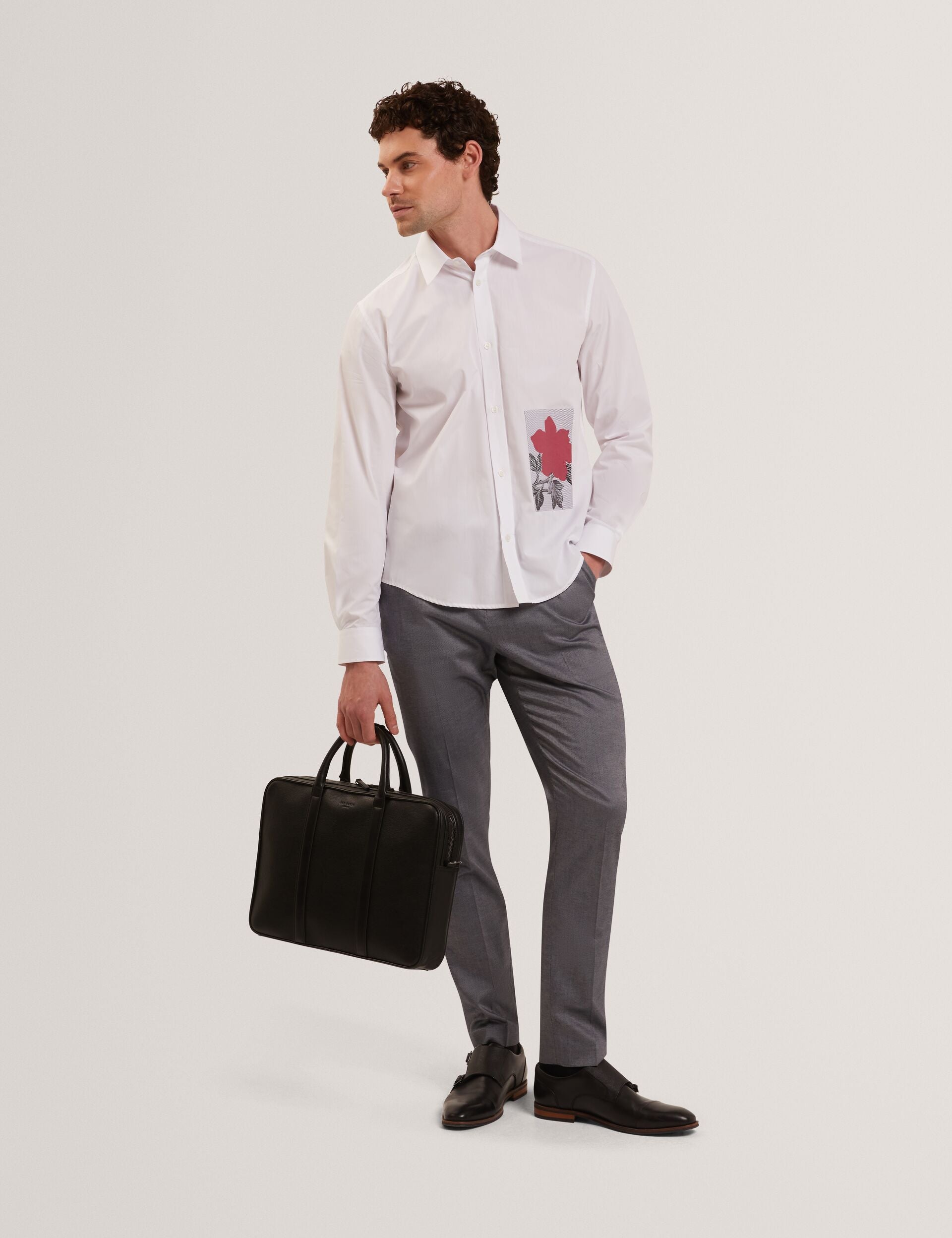 Men ALVIRO Graphic Patch Relaxed Fit Cotton Shirt - Ted Baker