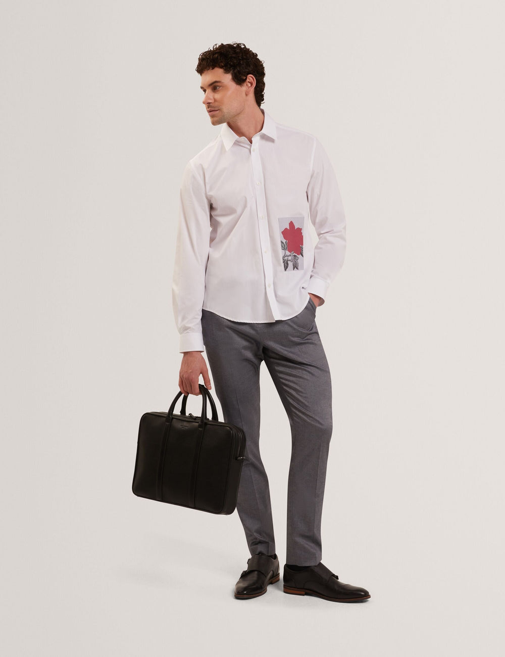 Men ALVIRO Graphic Patch Relaxed Fit Cotton Shirt - Ted Baker