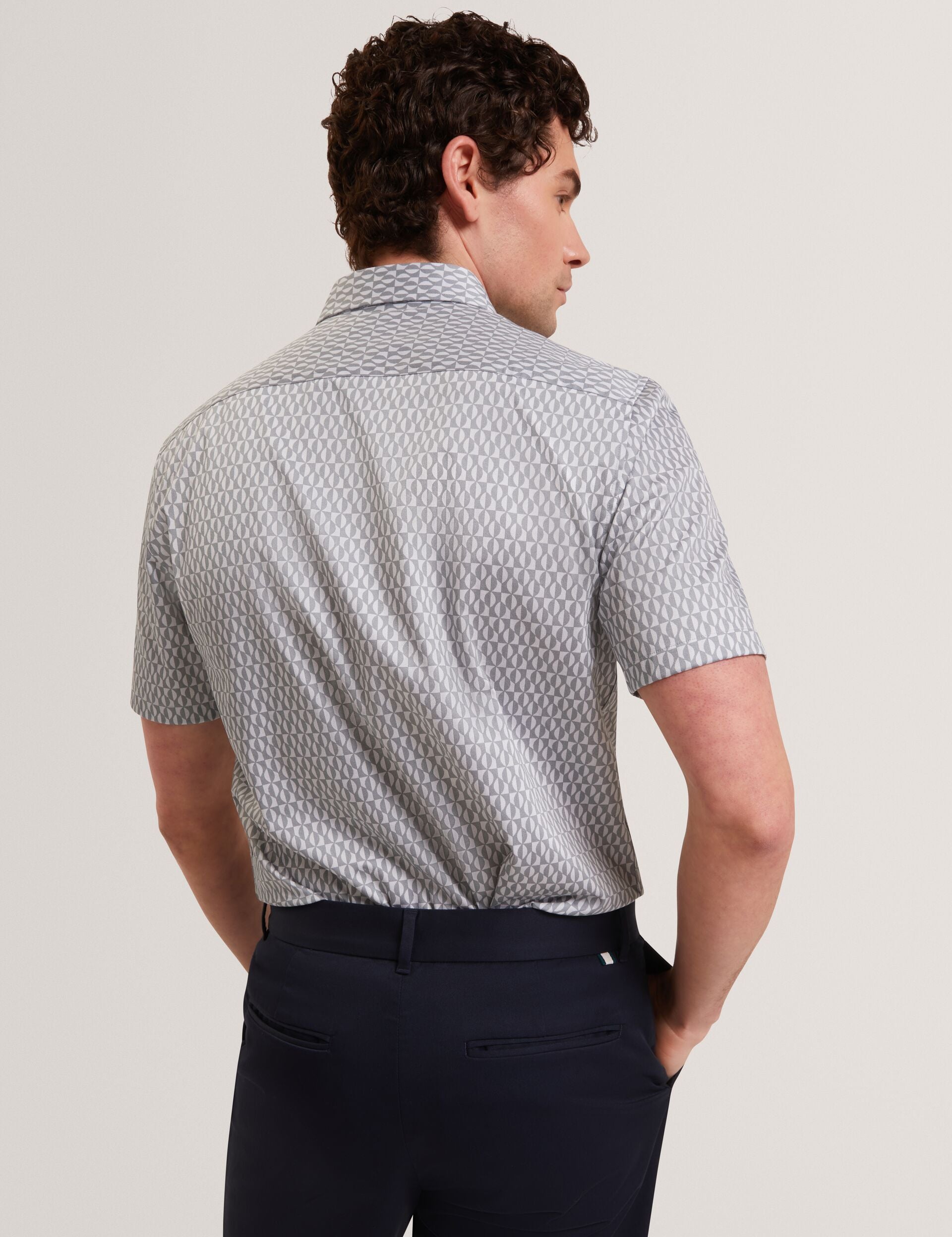 Men CAMBAY Geometric Leaf Print Short Sleeve Shirt - Ted Baker