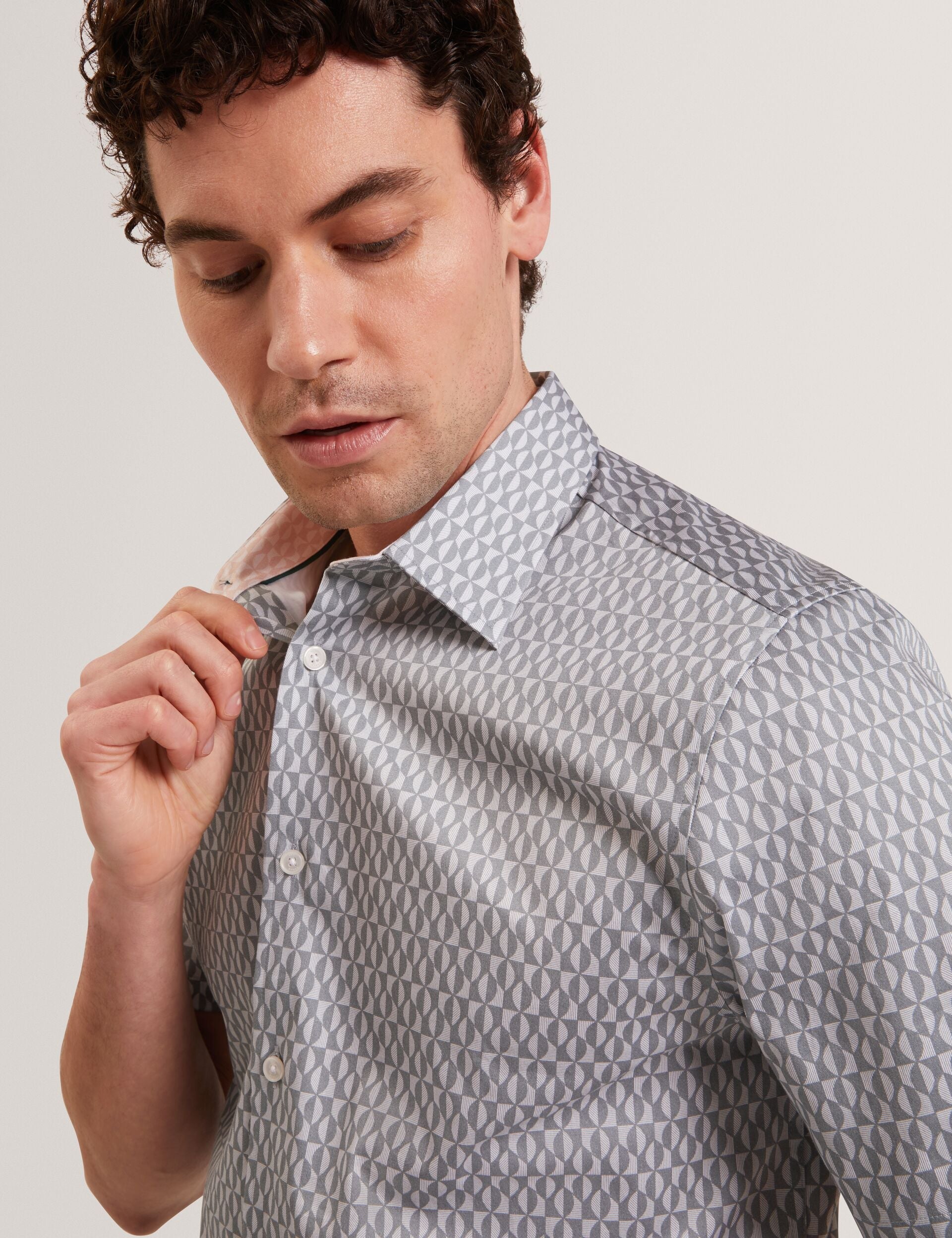 Men CAMBAY Geometric Leaf Print Short Sleeve Shirt - Ted Baker