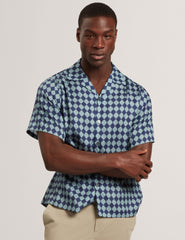 Men IBICUI Tile Print Tencel Short Sleeve Shirt - Ted Baker