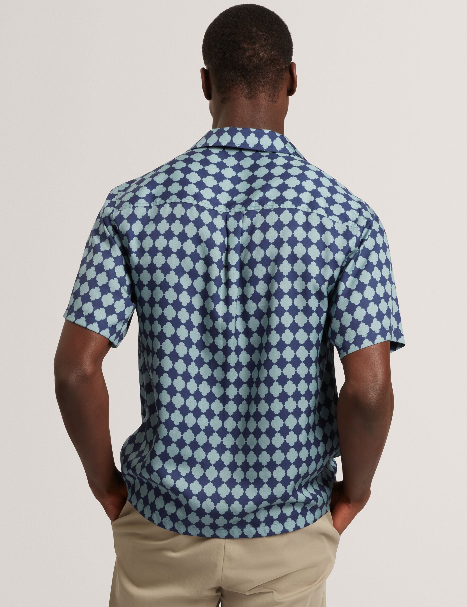 Men IBICUI Tile Print Tencel Short Sleeve Shirt - Ted Baker