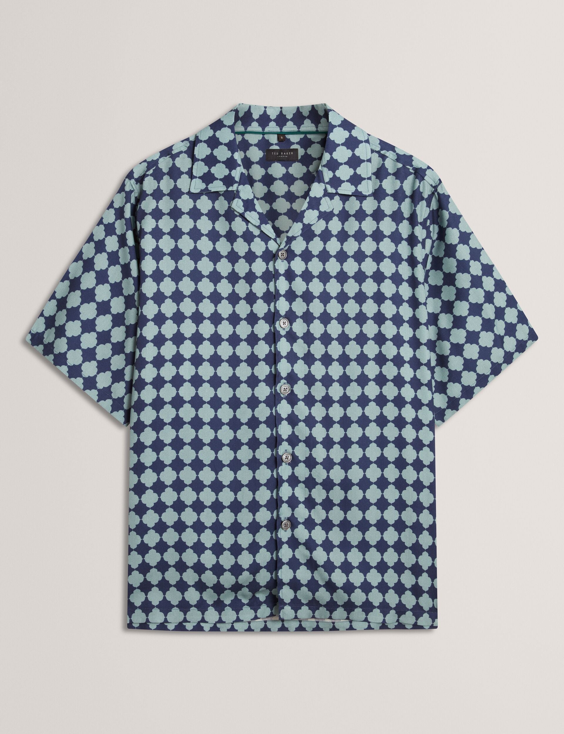 Men IBICUI Tile Print Tencel Short Sleeve Shirt - Ted Baker