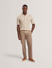 Men EDIO Stitched Stripe Knit Button-Through Polo - Ted Baker
