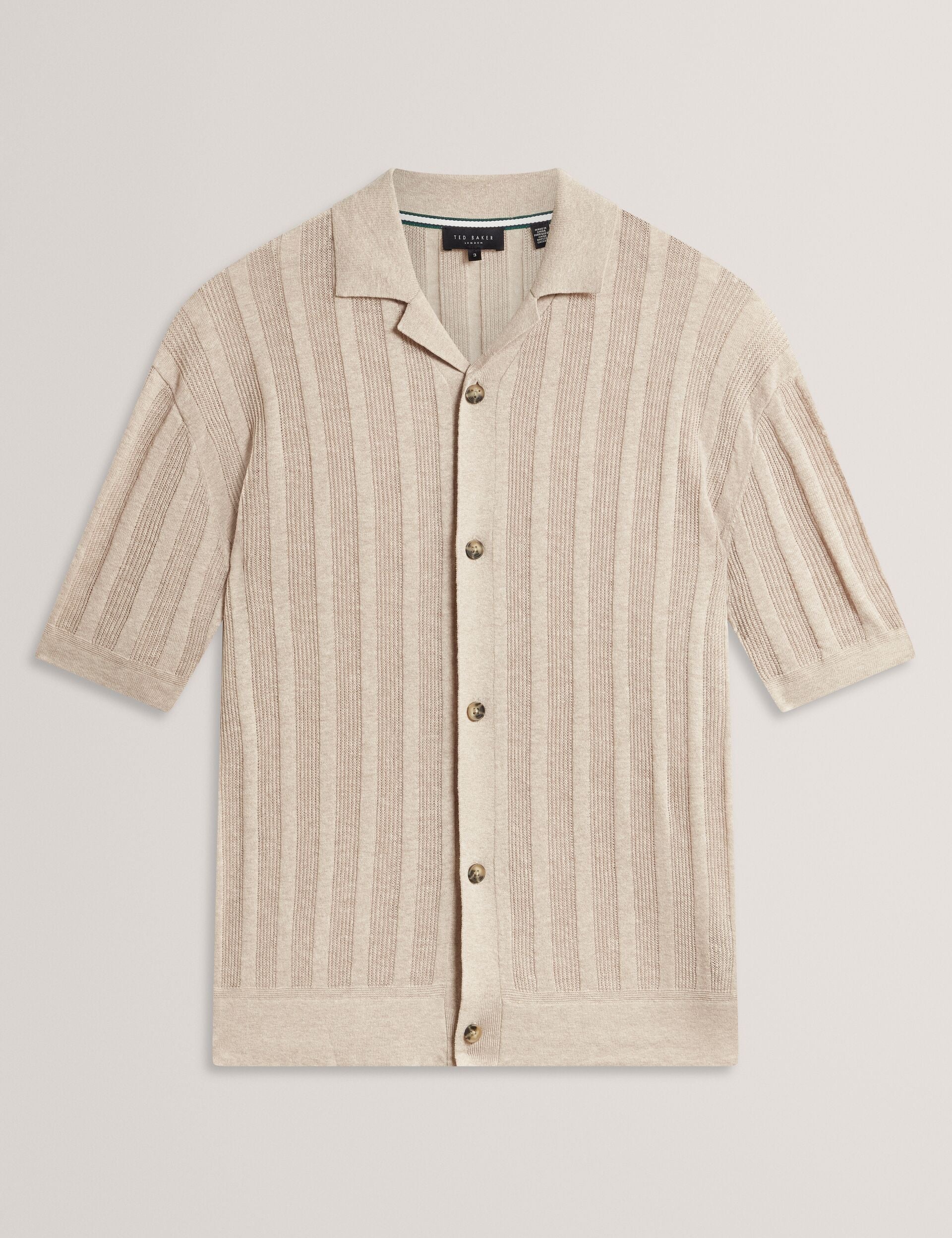 Men EDIO Stitched Stripe Knit Button-Through Polo - Ted Baker