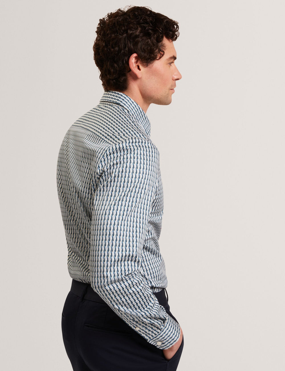 Men FIRDAWI Slim Geo Striped Long Sleeve Shirt - Ted Baker