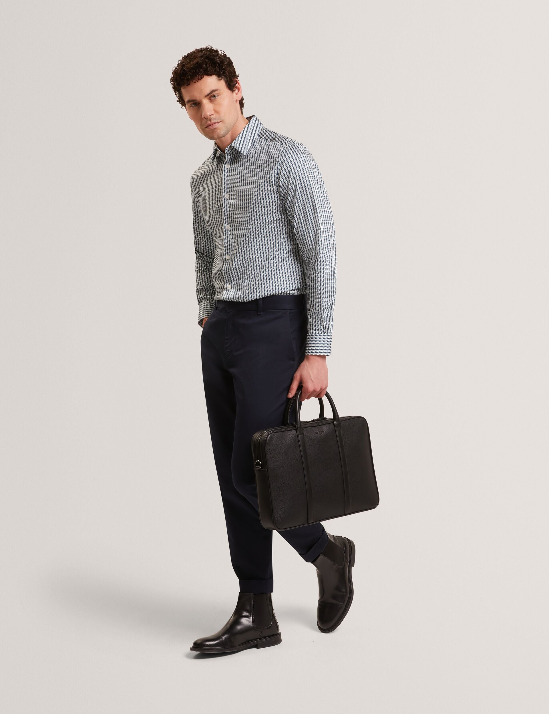 Men FIRDAWI Slim Geo Striped Long Sleeve Shirt - Ted Baker