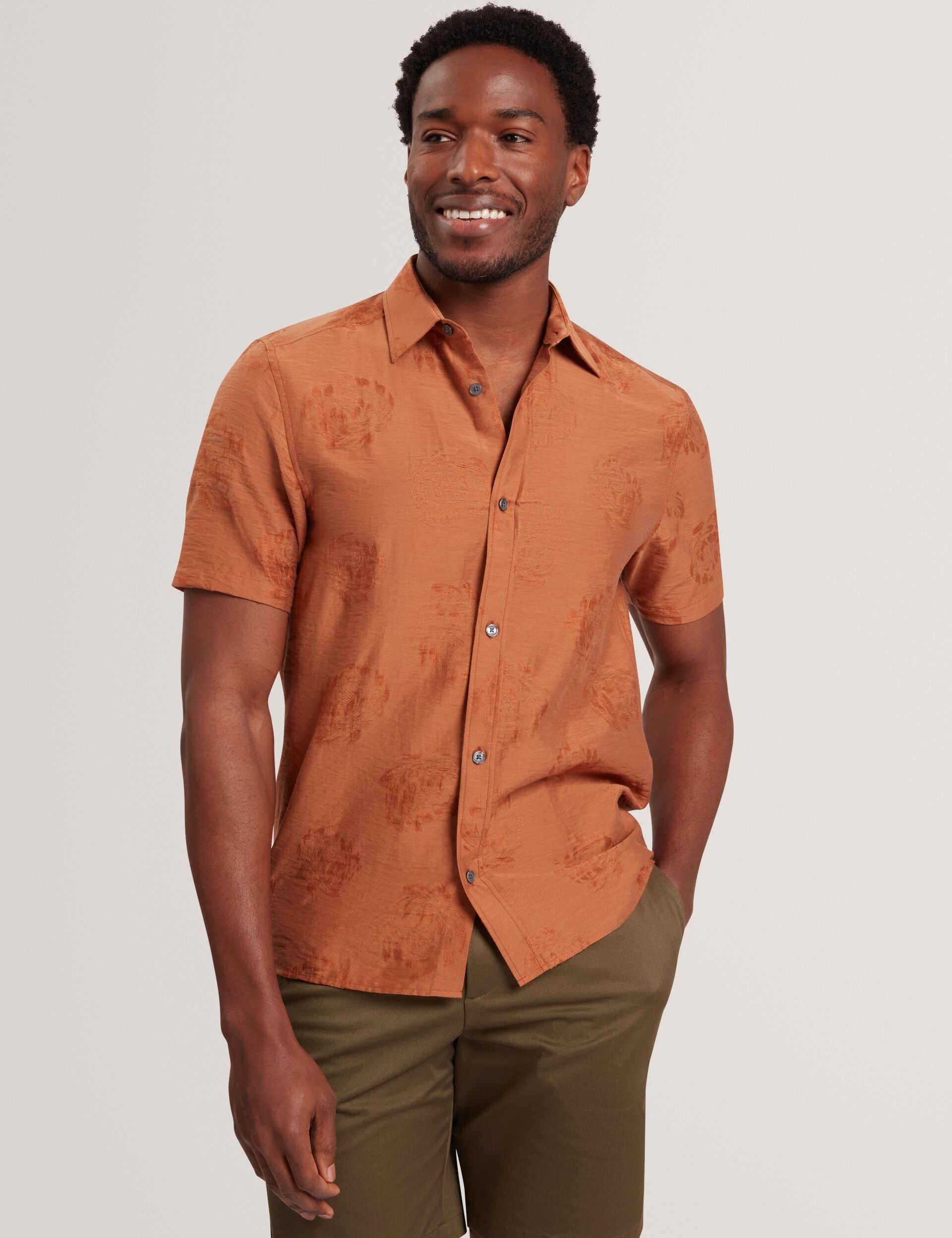 Men FABIANE Floral Jacquard Woven Short Sleeve Shirt - Ted Baker