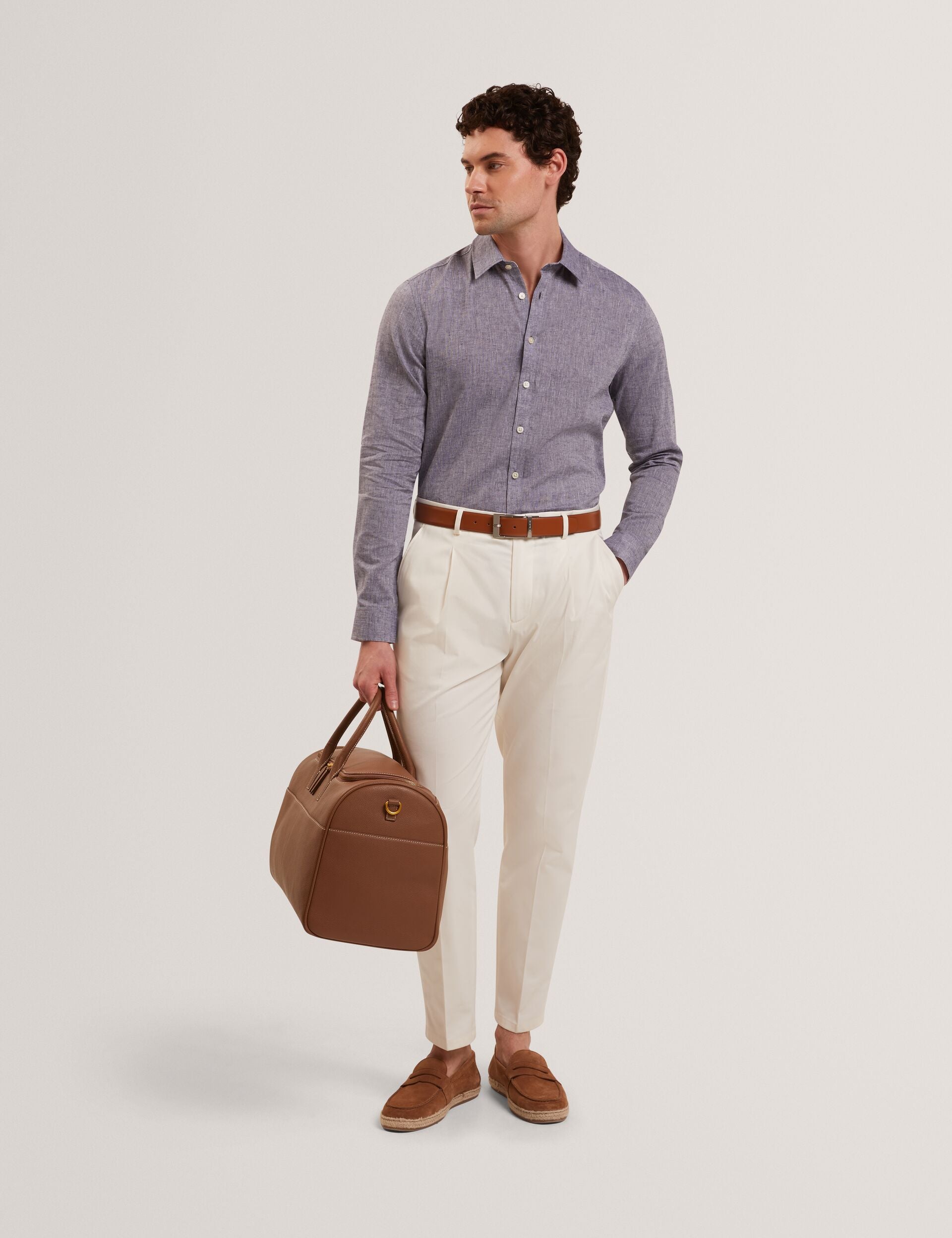 Men PRYNN Linen Cotton Woven Long Sleeve Shirt - Ted Baker