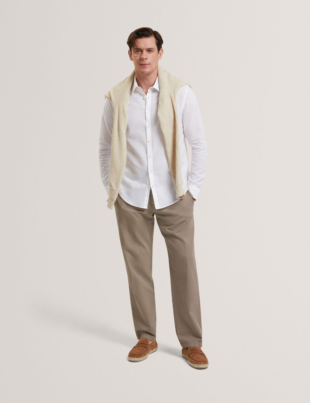 Men PRYNN Linen Cotton Woven Long Sleeve Shirt - Ted Baker