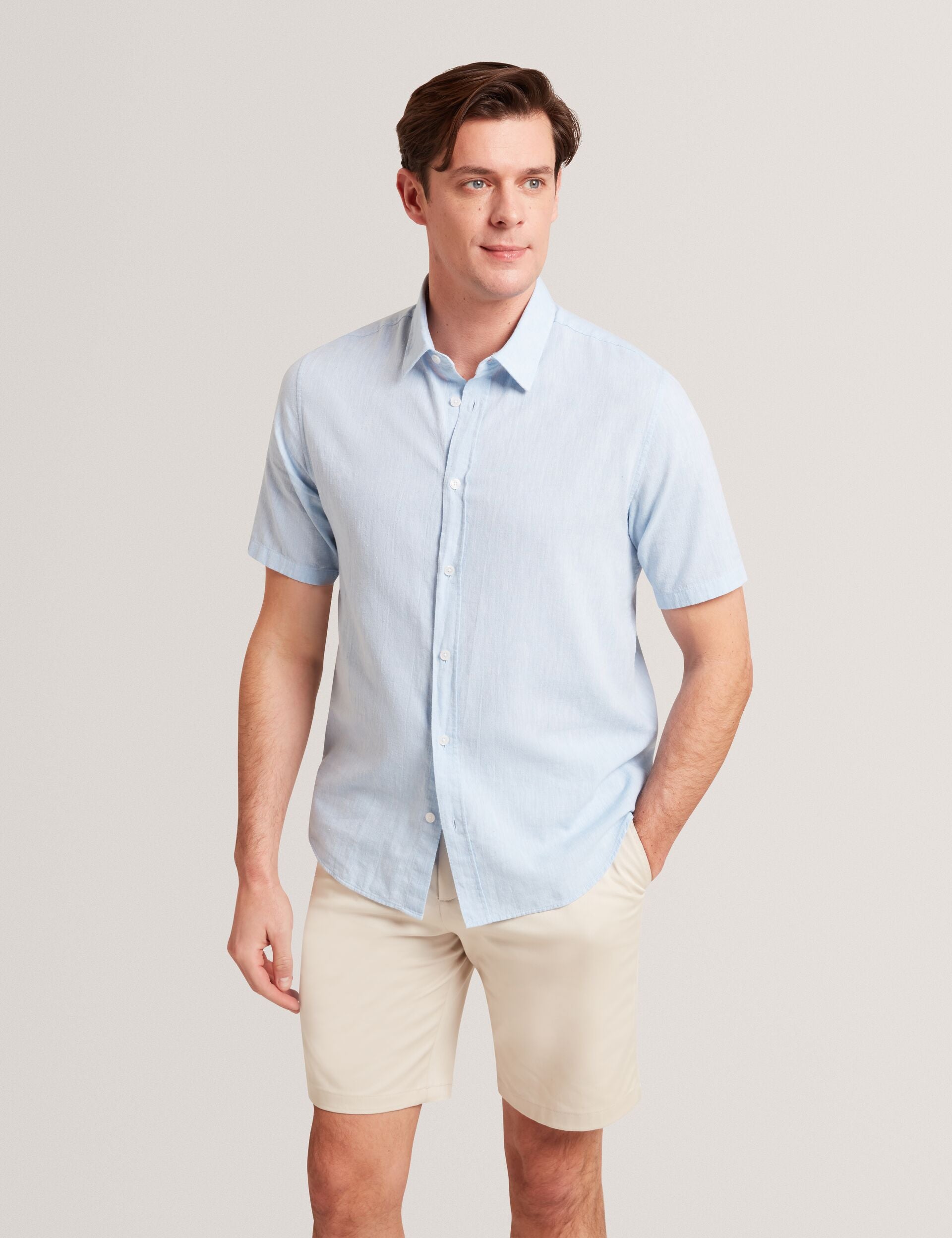 Men WRYTE Short Sleeve Linen Cotton Woven Shirt - Ted Baker