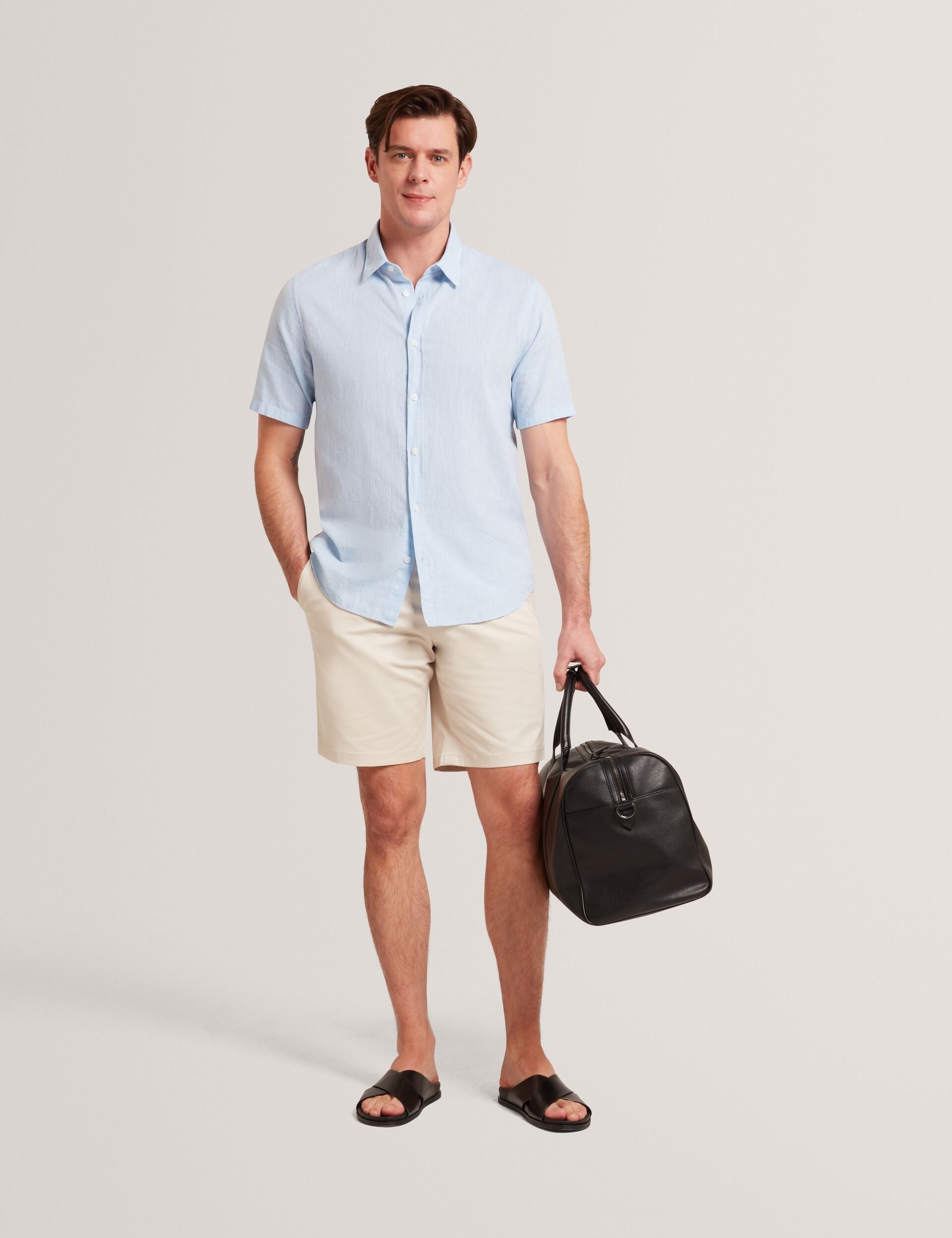 Men WRYTE Short Sleeve Linen Cotton Woven Shirt - Ted Baker