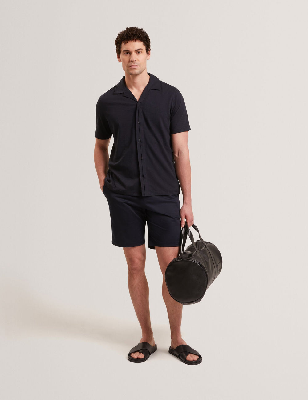 Men FENDRY Relaxed Cotton Linen Button-Through Shirt - Ted Baker