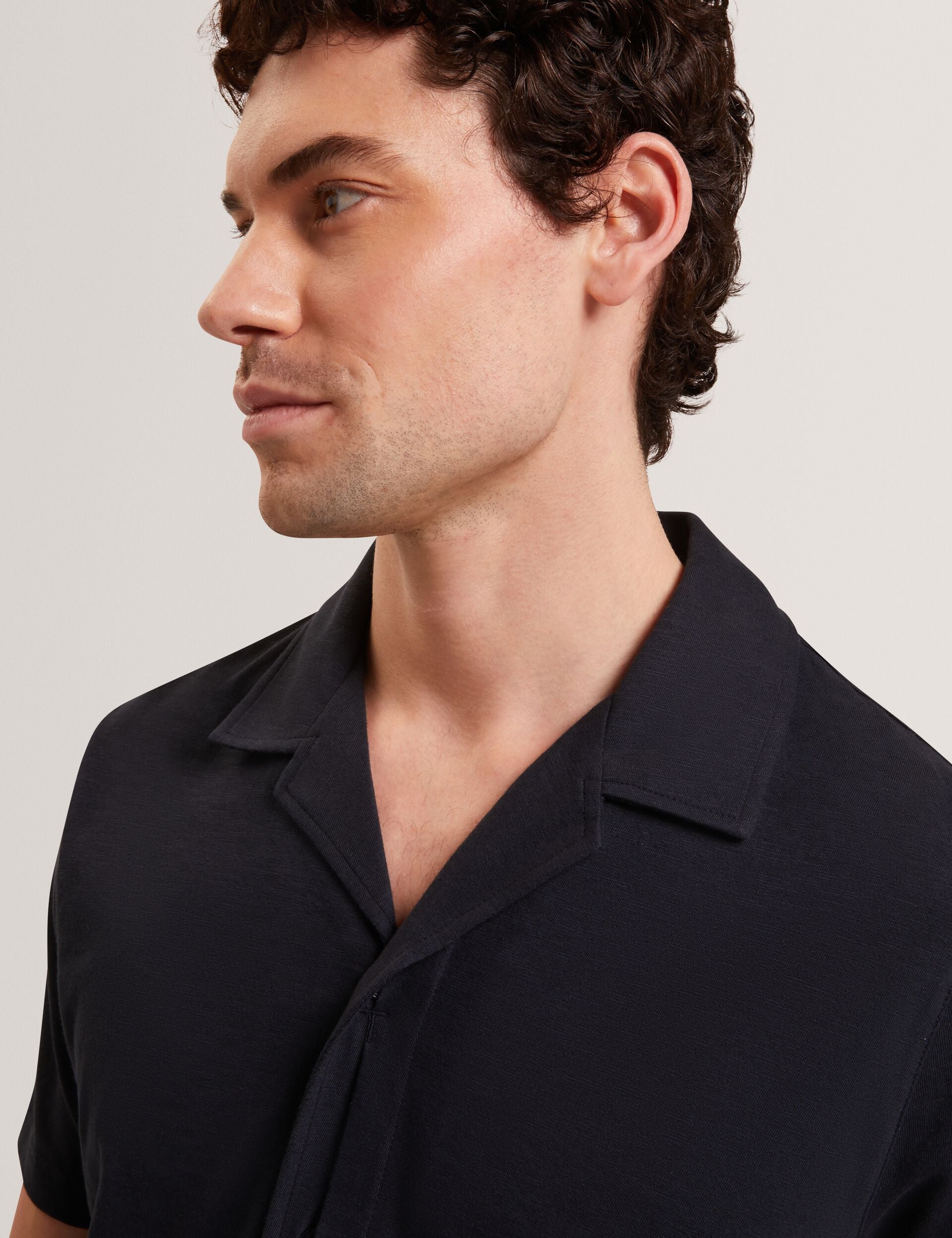 Men FENDRY Relaxed Cotton Linen Button-Through Shirt - Ted Baker