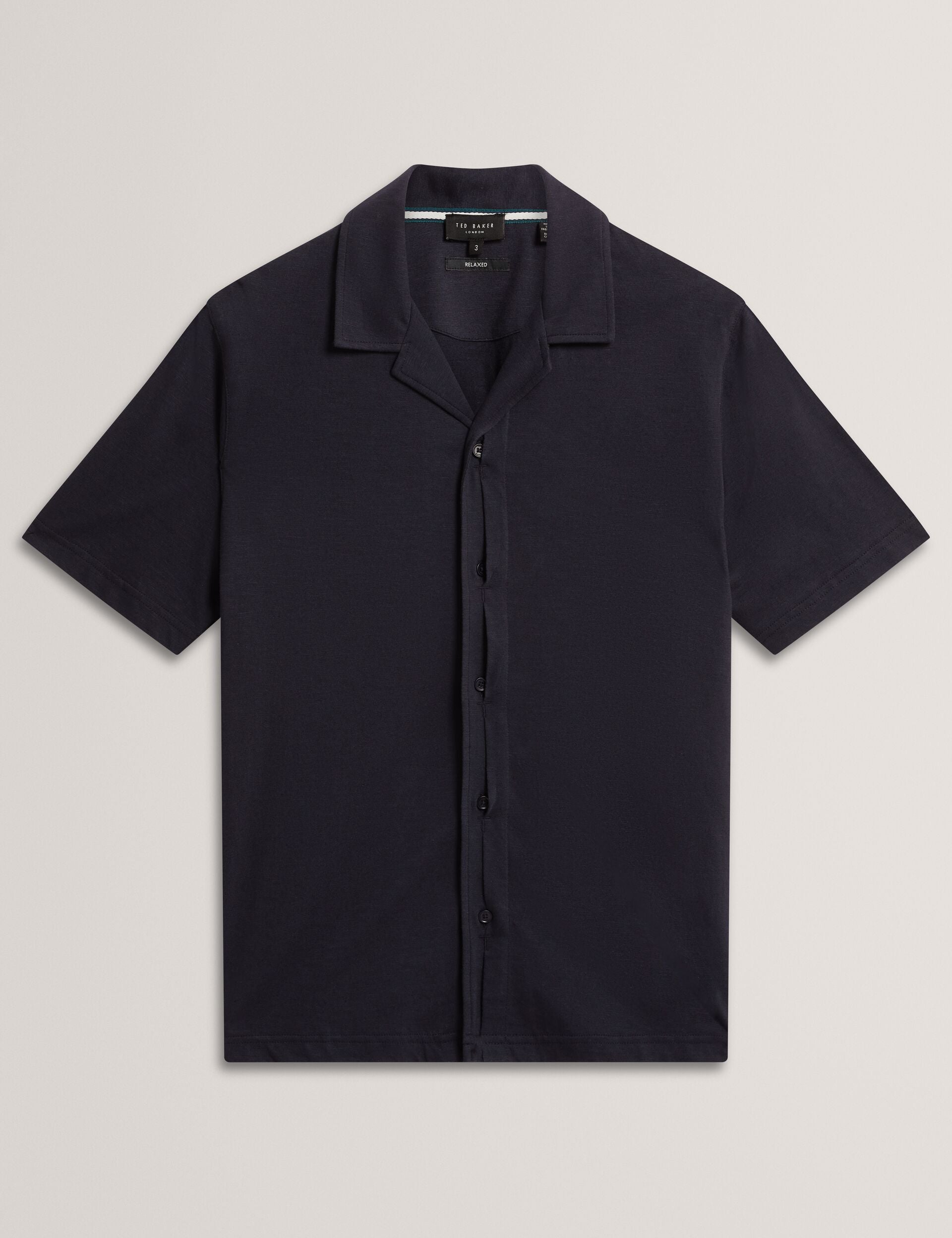 Men FENDRY Relaxed Cotton Linen Button-Through Shirt - Ted Baker