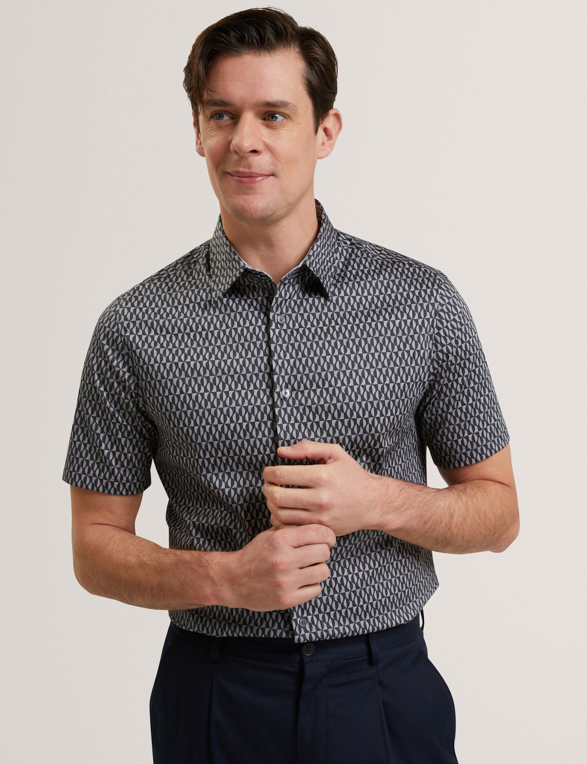Men CAMBAY Geometric Leaf Print Short Sleeve Shirt - Ted Baker