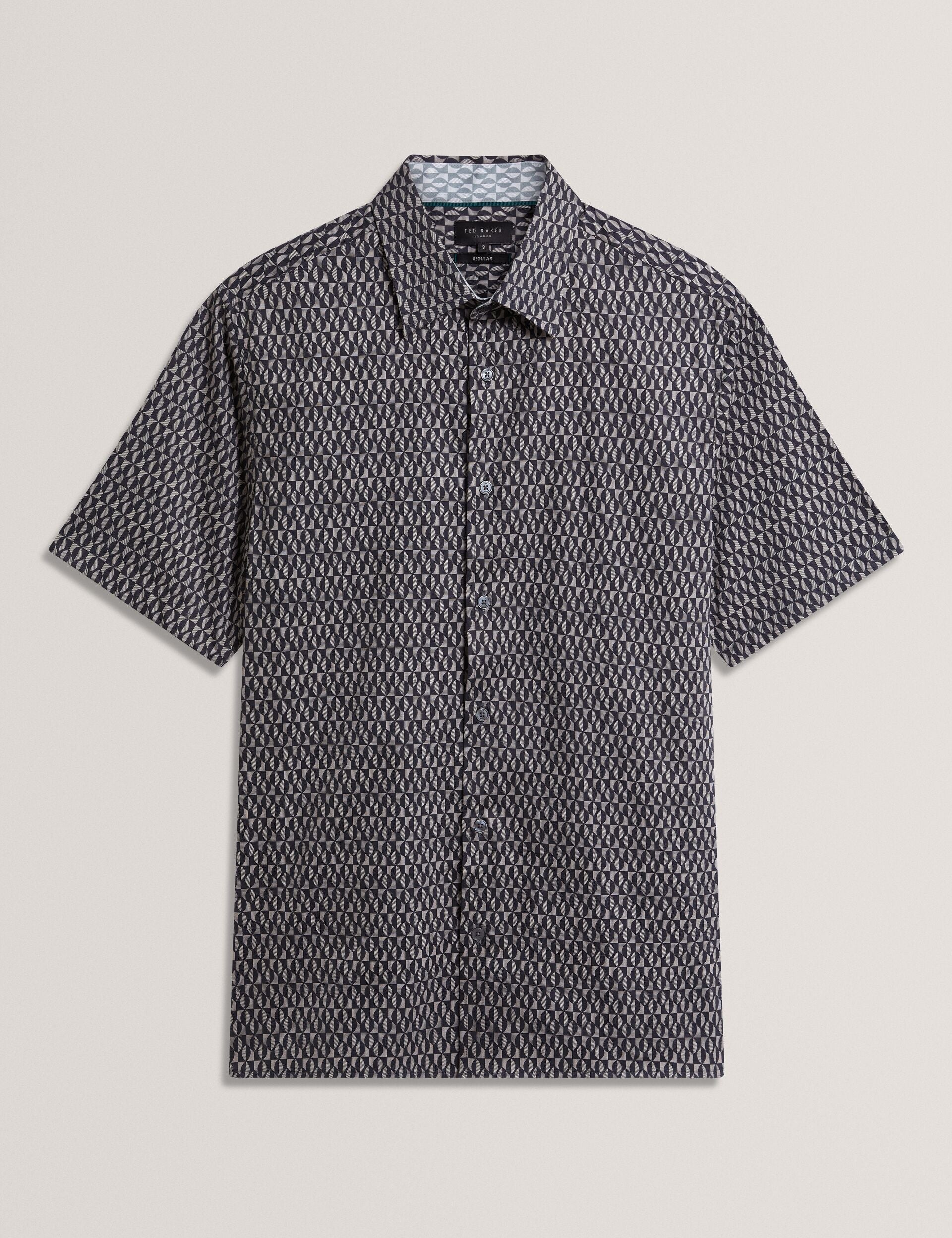 Men CAMBAY Geometric Leaf Print Short Sleeve Shirt - Ted Baker
