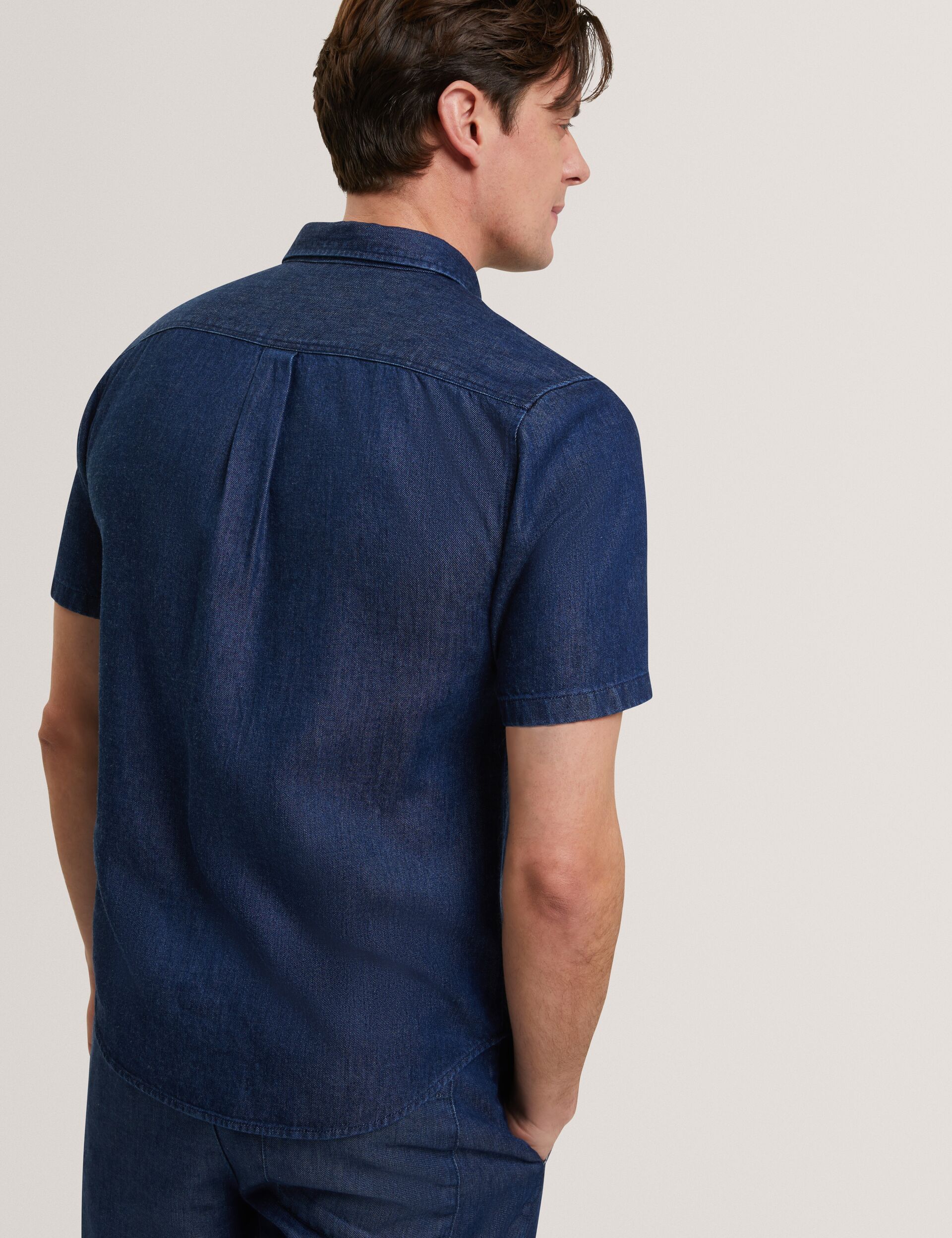 Men MIREK Regular Fit Chambray Short Sleeve Shirt - Ted Baker