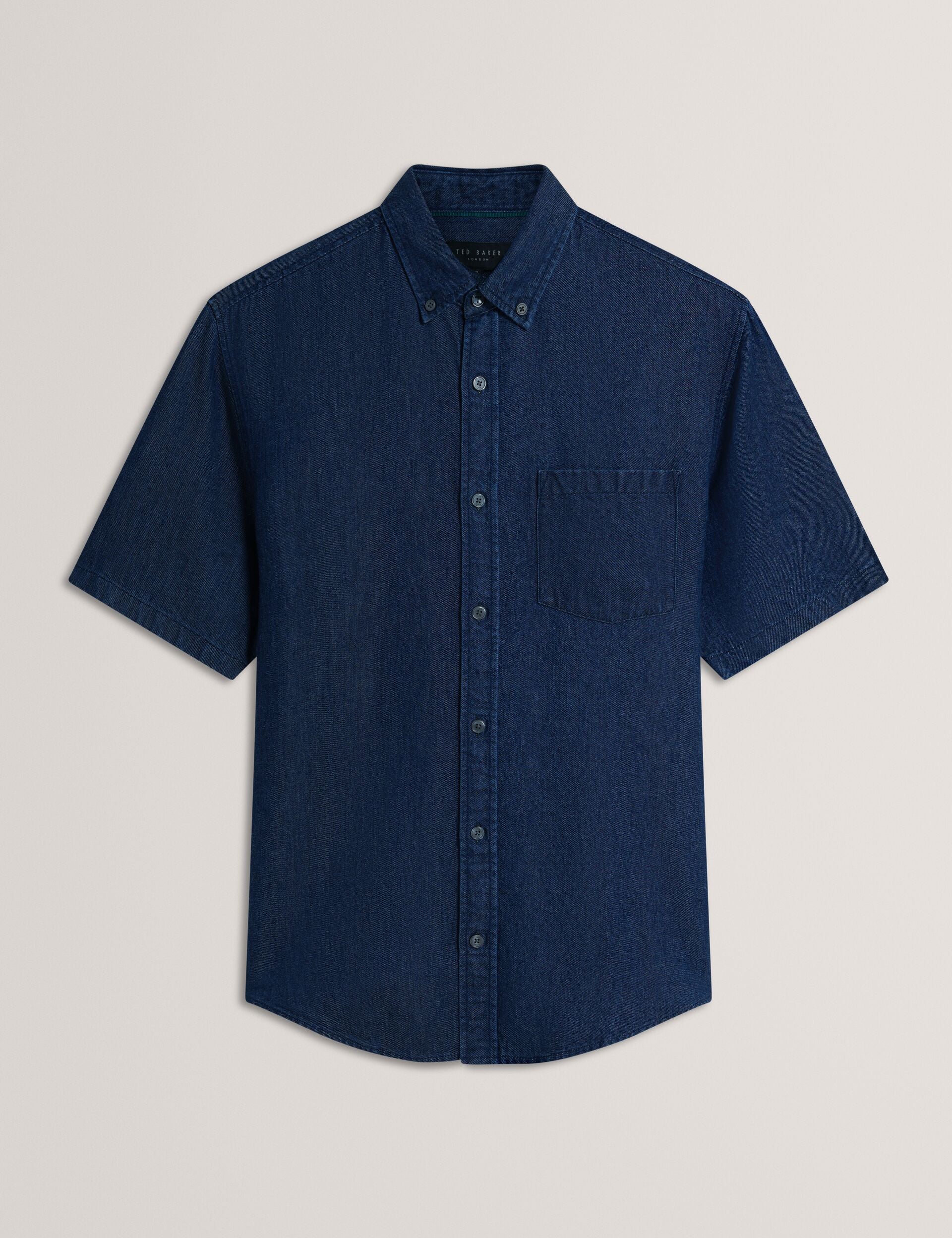 Men MIREK Regular Fit Chambray Short Sleeve Shirt - Ted Baker