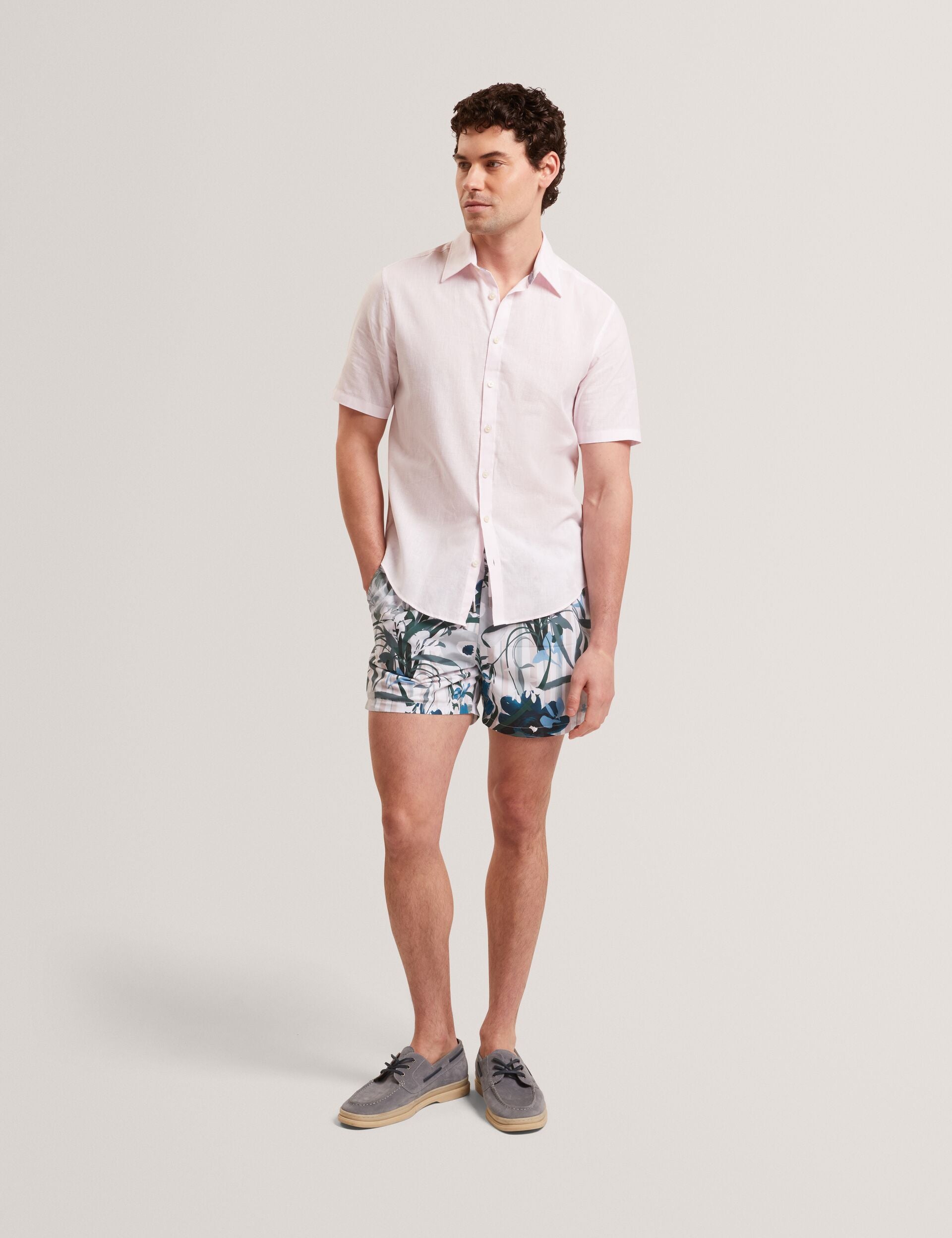 Men WRYTE Short Sleeve Linen Cotton Woven Shirt - Ted Baker