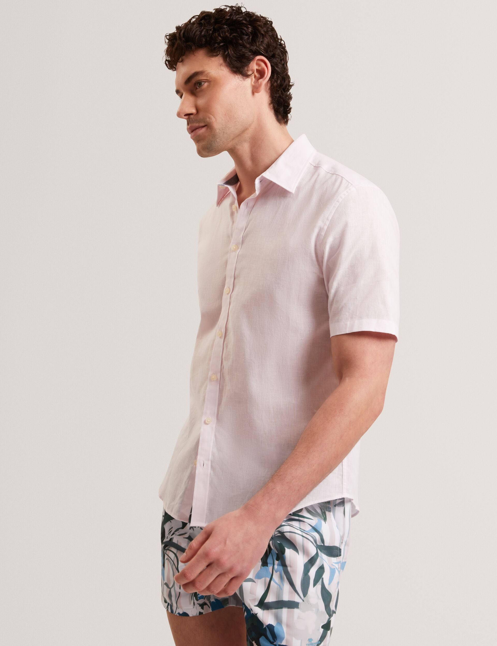 Men WRYTE Short Sleeve Linen Cotton Woven Shirt - Ted Baker