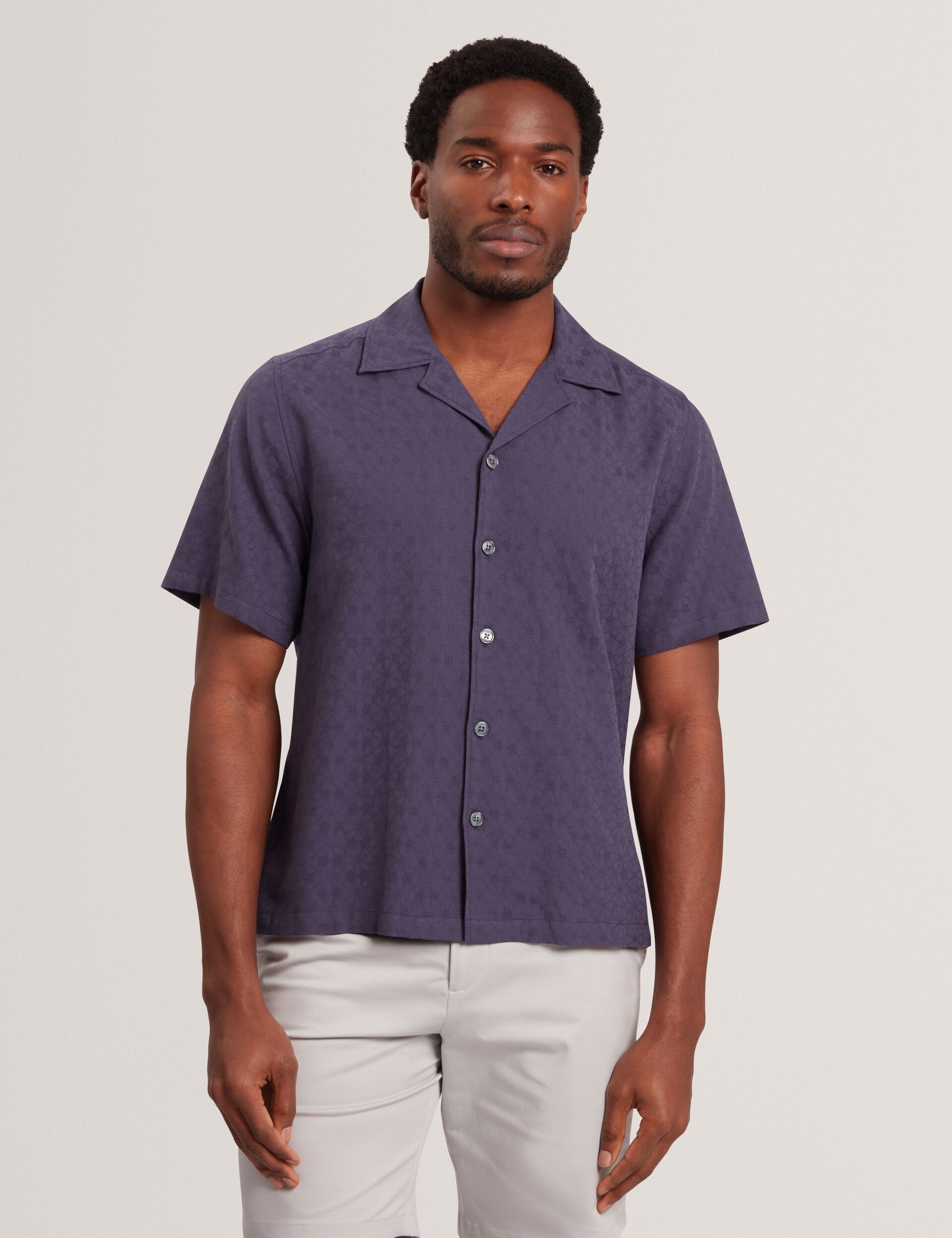 Men FLEURRE Jacquard Floral Cotton Short Sleeve Shirt - Ted Baker