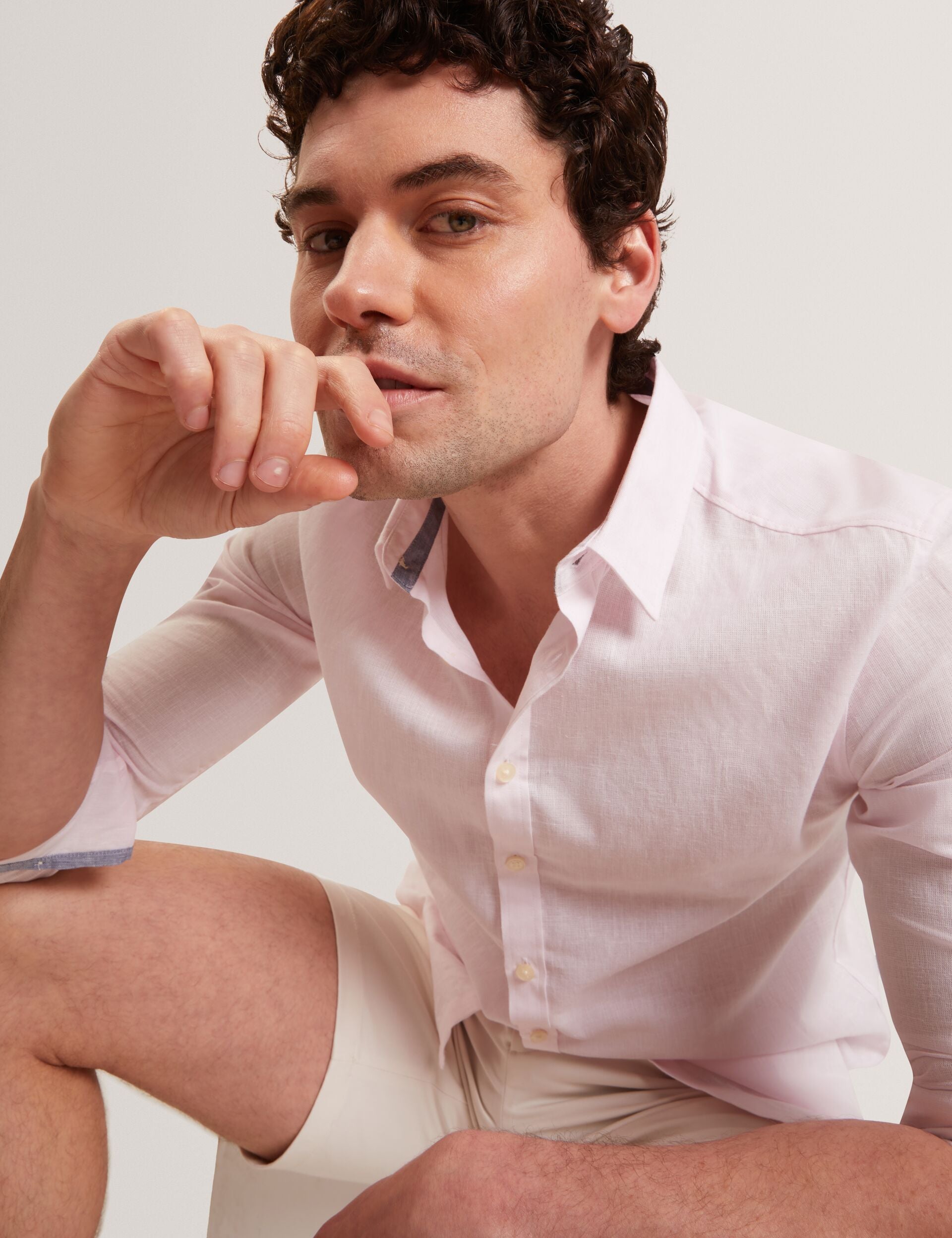 Men PRYNN Linen Cotton Woven Long Sleeve Shirt - Ted Baker