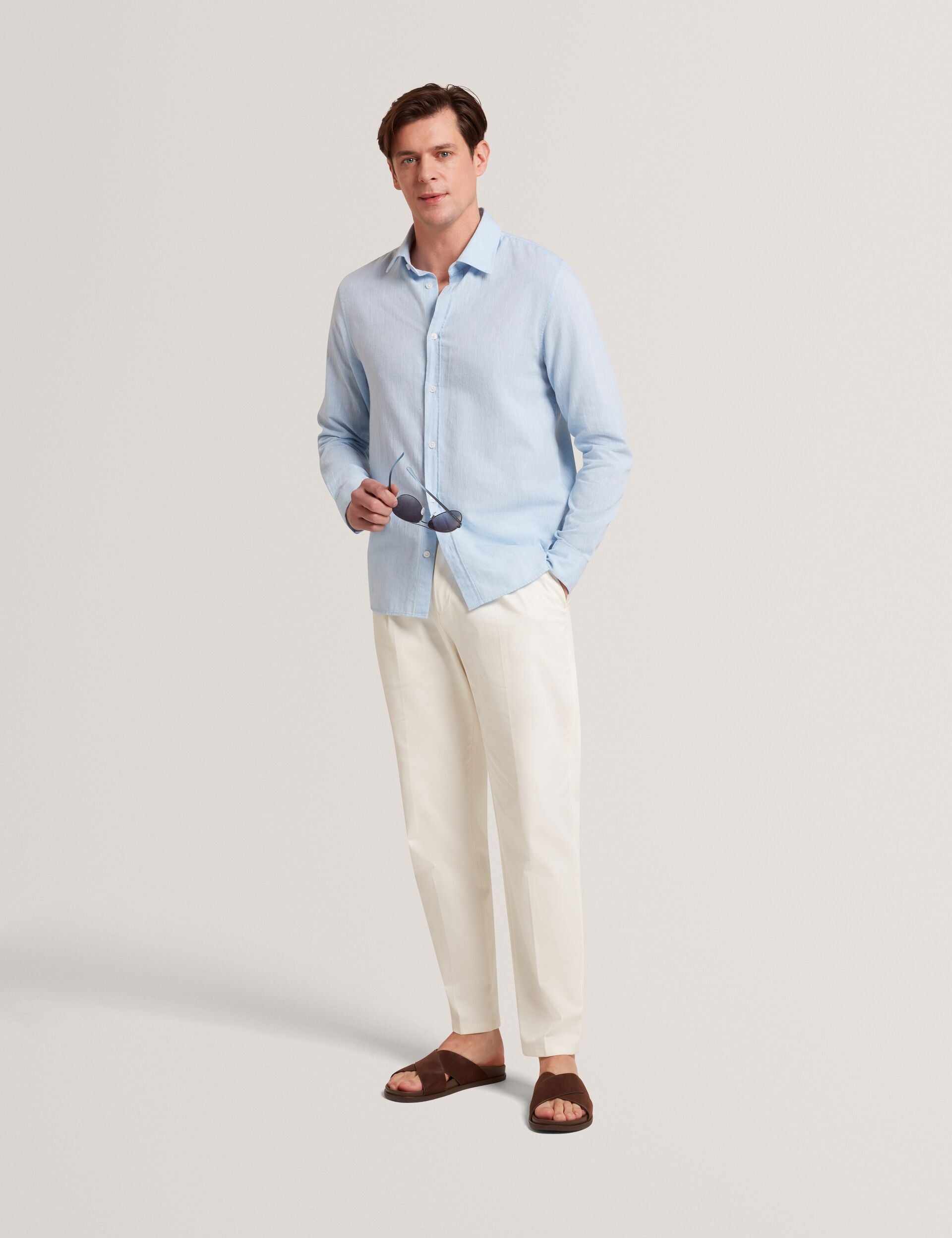 Men PRYNN Linen Cotton Woven Long Sleeve Shirt - Ted Baker