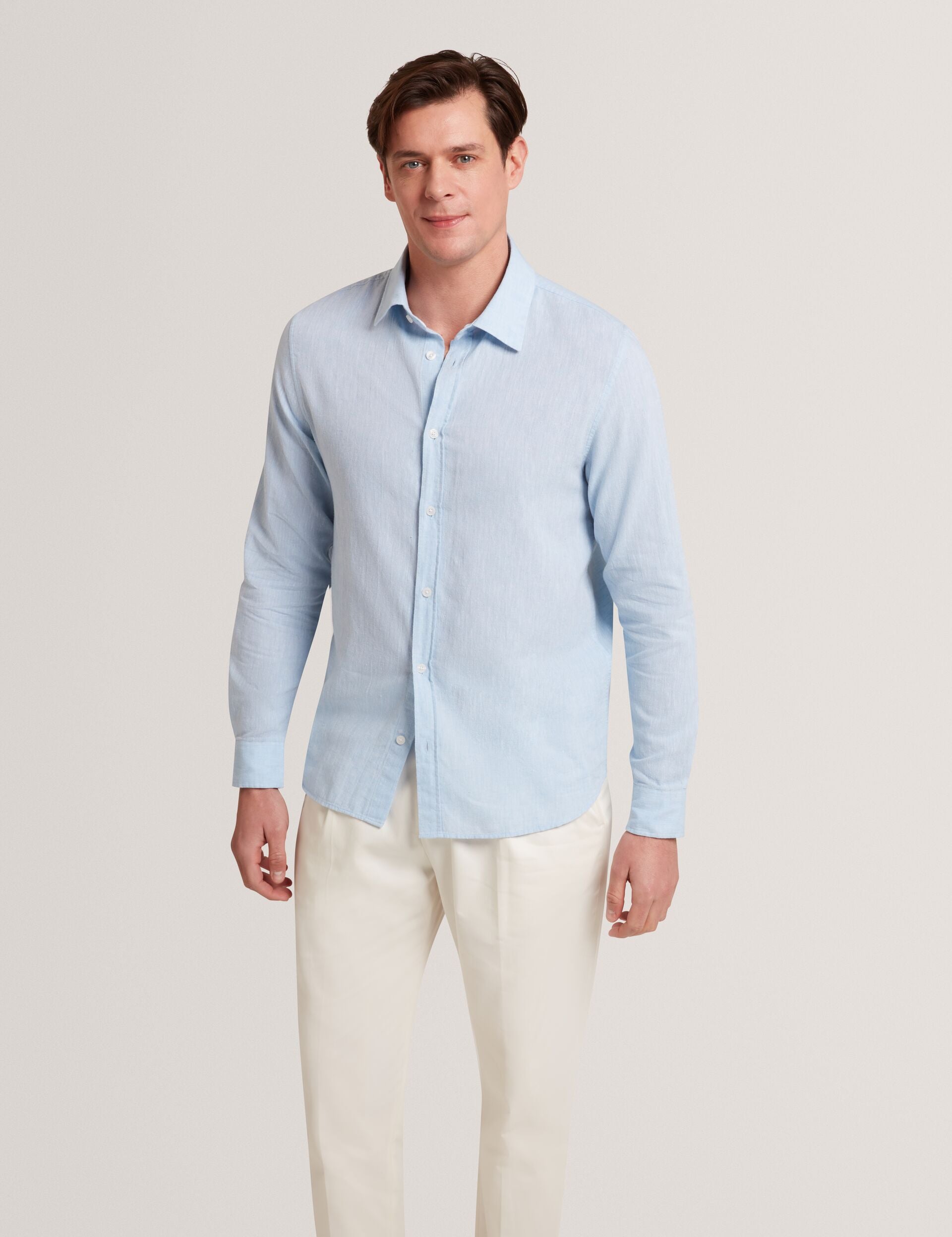 Men PRYNN Linen Cotton Woven Long Sleeve Shirt - Ted Baker
