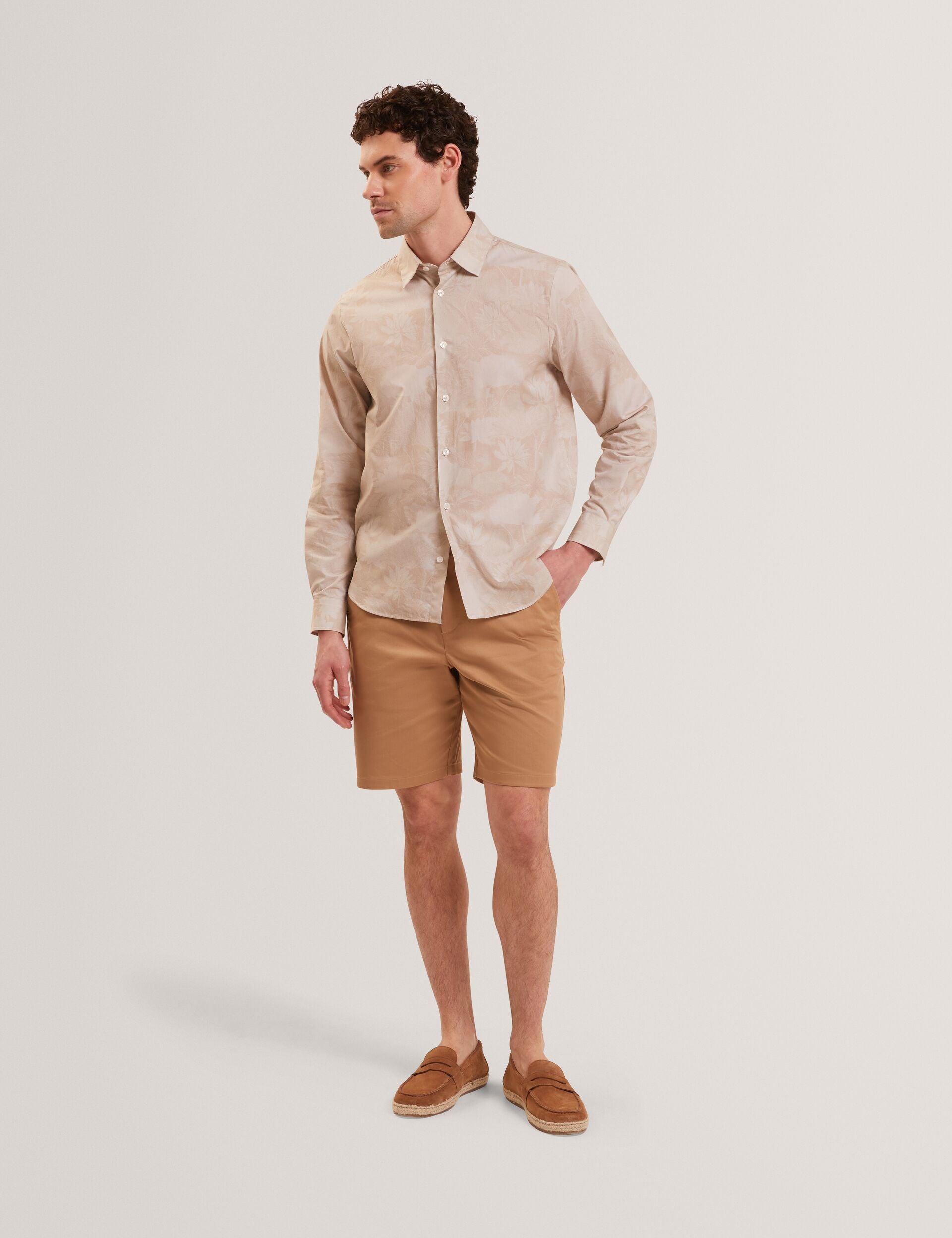 Men OCANIA Faded Floral Cotton Long Sleeve Shirt - Ted Baker
