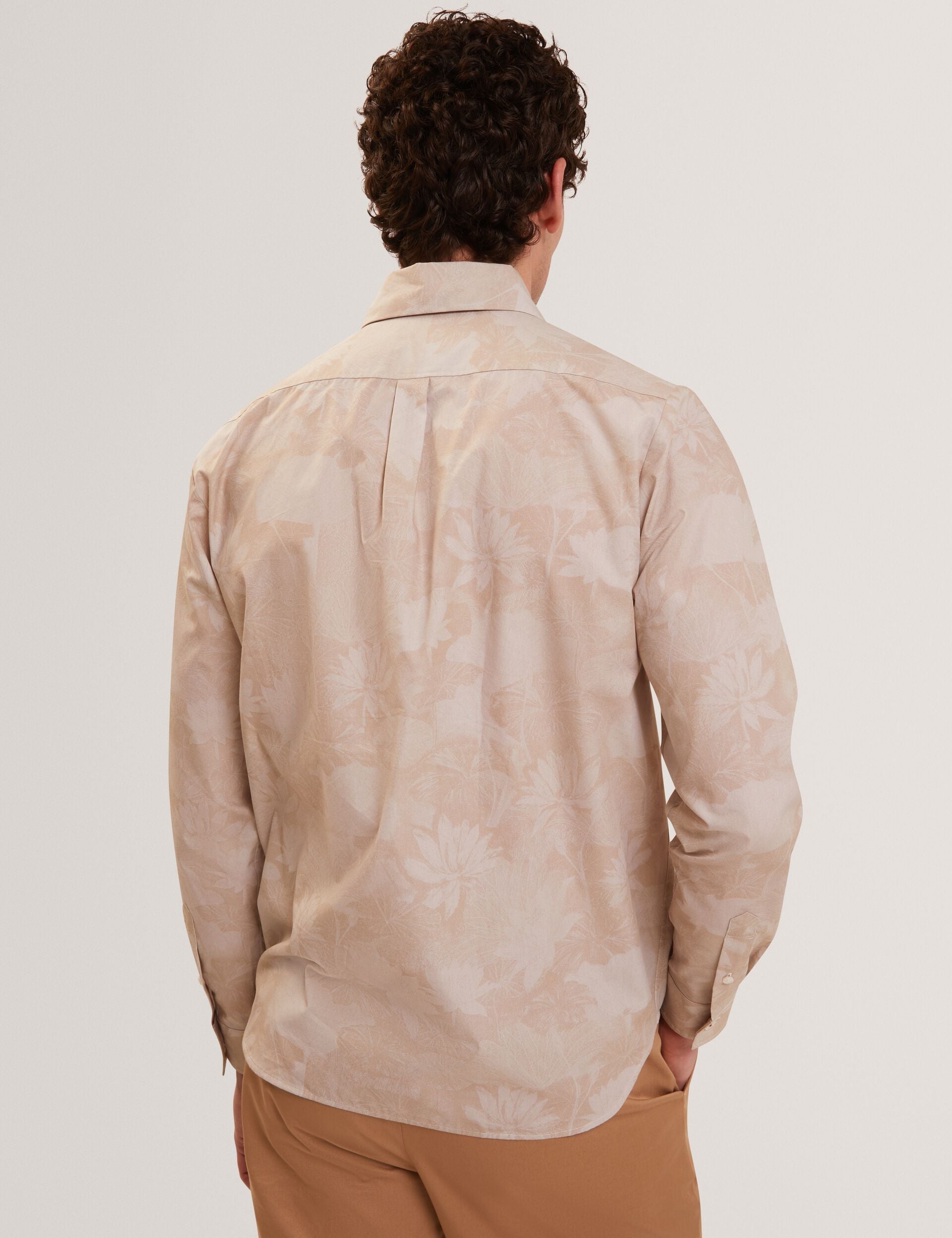 Men OCANIA Faded Floral Cotton Long Sleeve Shirt - Ted Baker