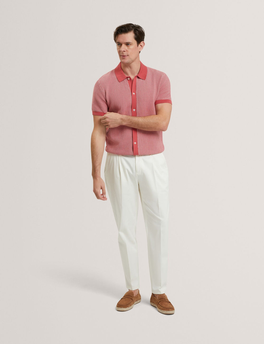 Men NOLIVA Textured Stitch Knitted Button-Through Shirt - Ted Baker