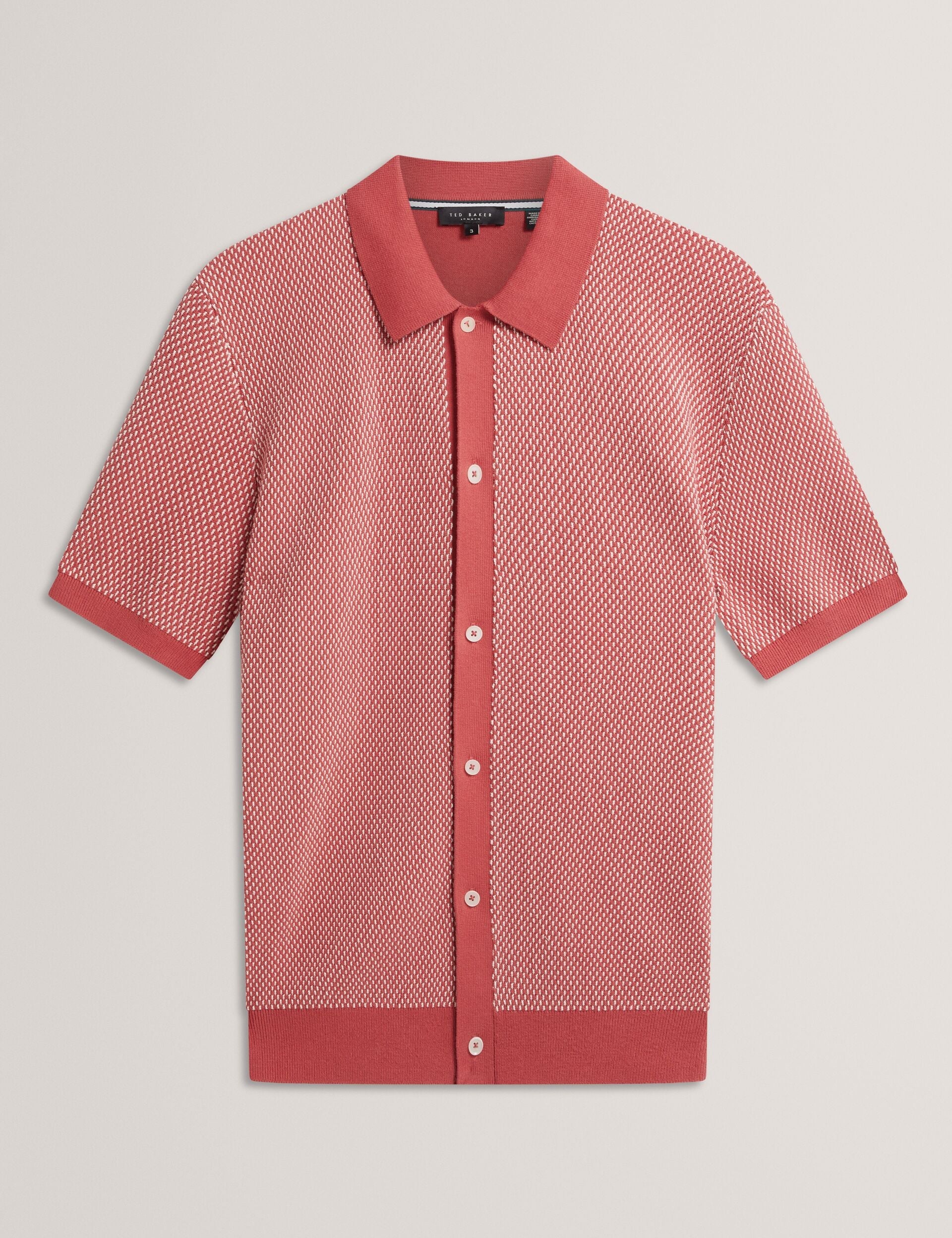 Men NOLIVA Textured Stitch Knitted Button-Through Shirt - Ted Baker