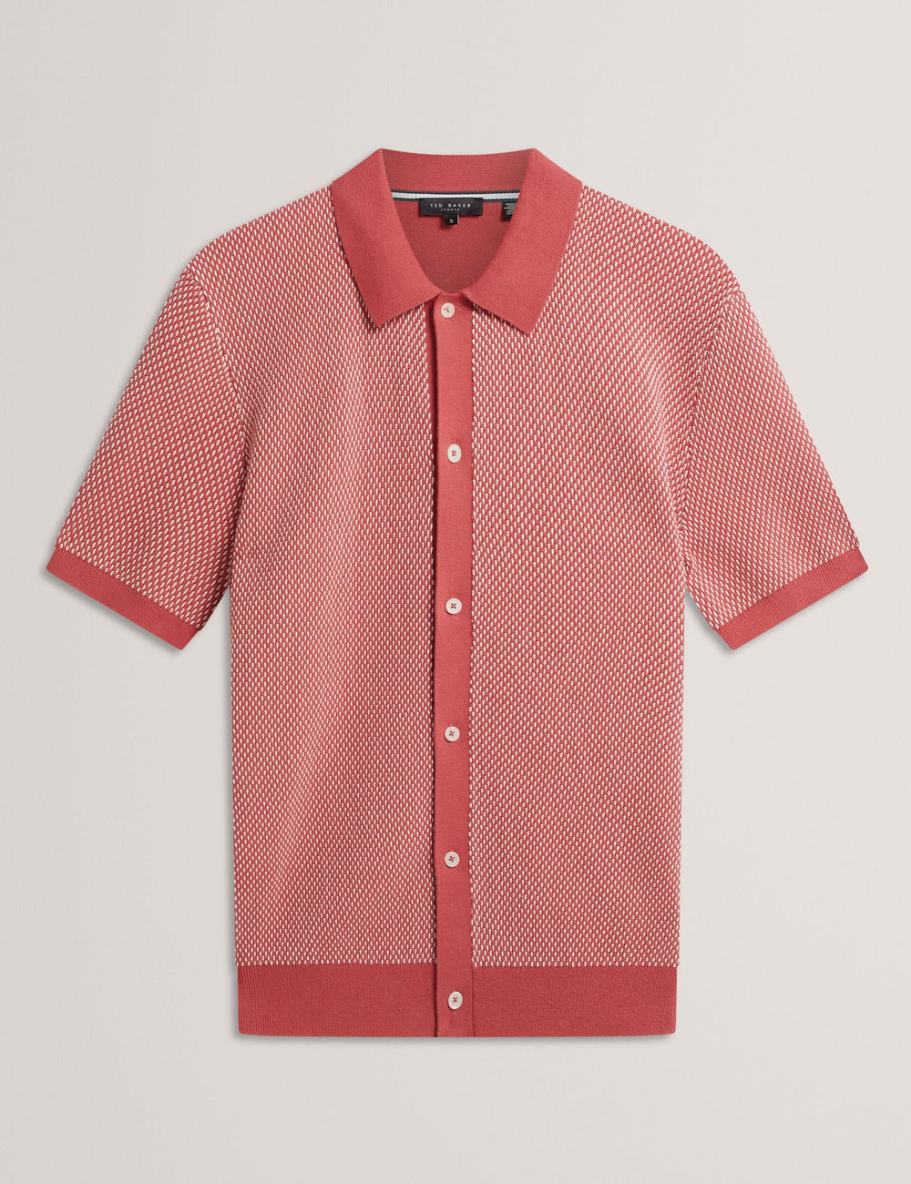 Men NOLIVA Textured Stitch Knitted Button-Through Shirt - Ted Baker